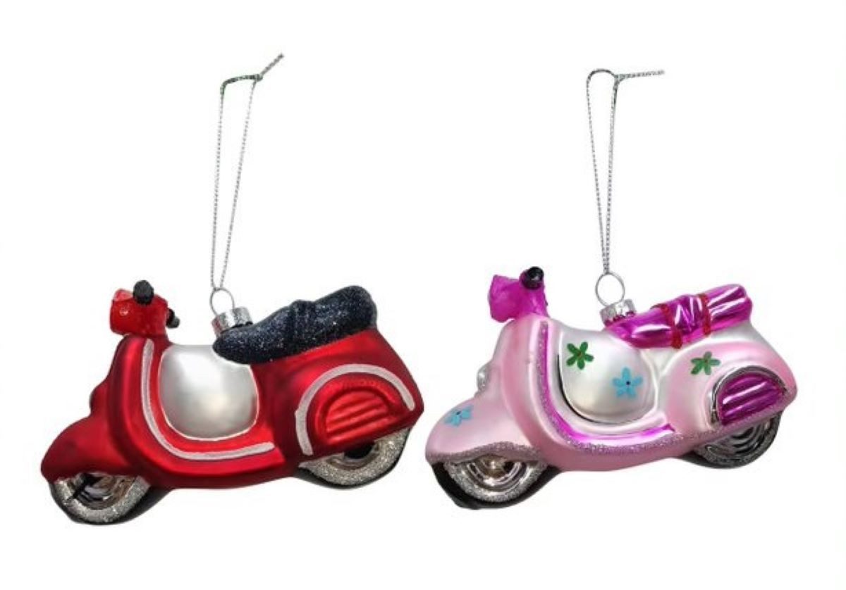 Geschenkestadl Christbaumschmuck Motorroller Vespa 2 er Set 11,5cm Glas Wei günstig online kaufen