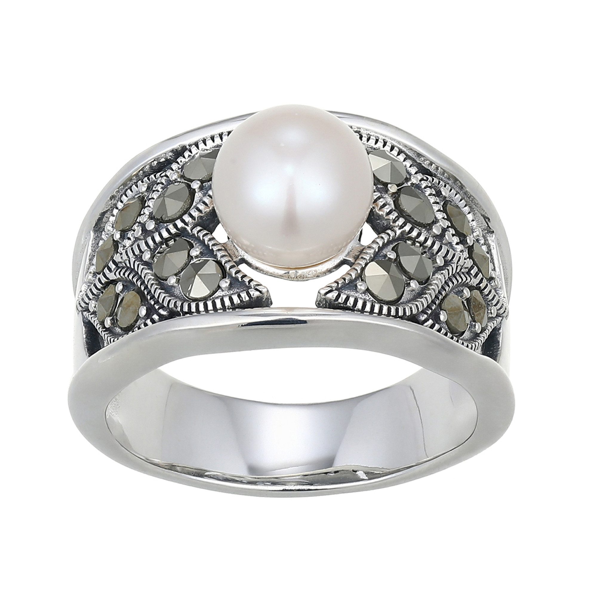 Cavill Perlenring Perle & Markasit Sterling Silber Ring (1-tlg)