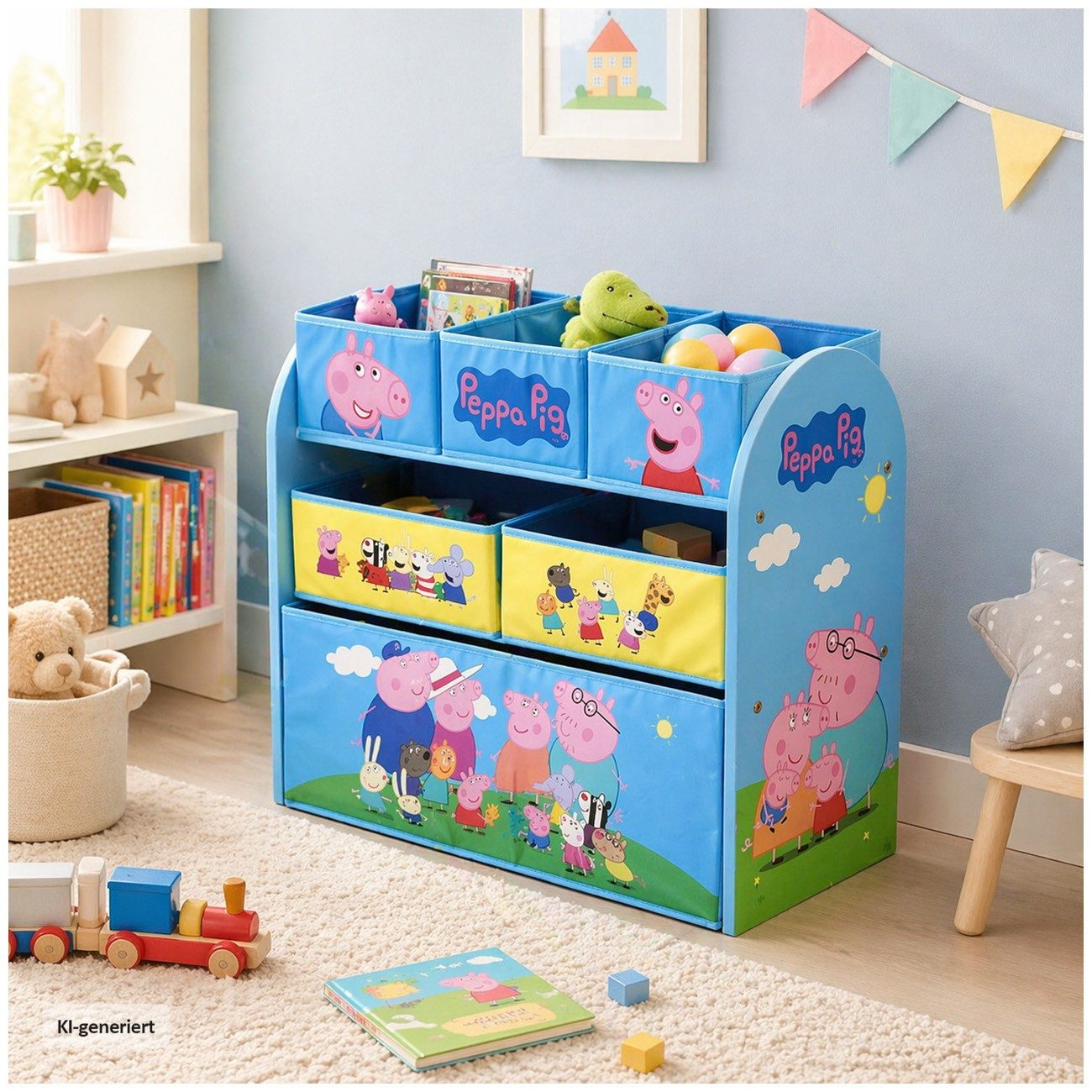 HTI-Living Kinderregal Peppa Pig Kinderregal mit Stoffboxen, Stück 1-tlg., Spielzeugkiste 6 Stoffboxen