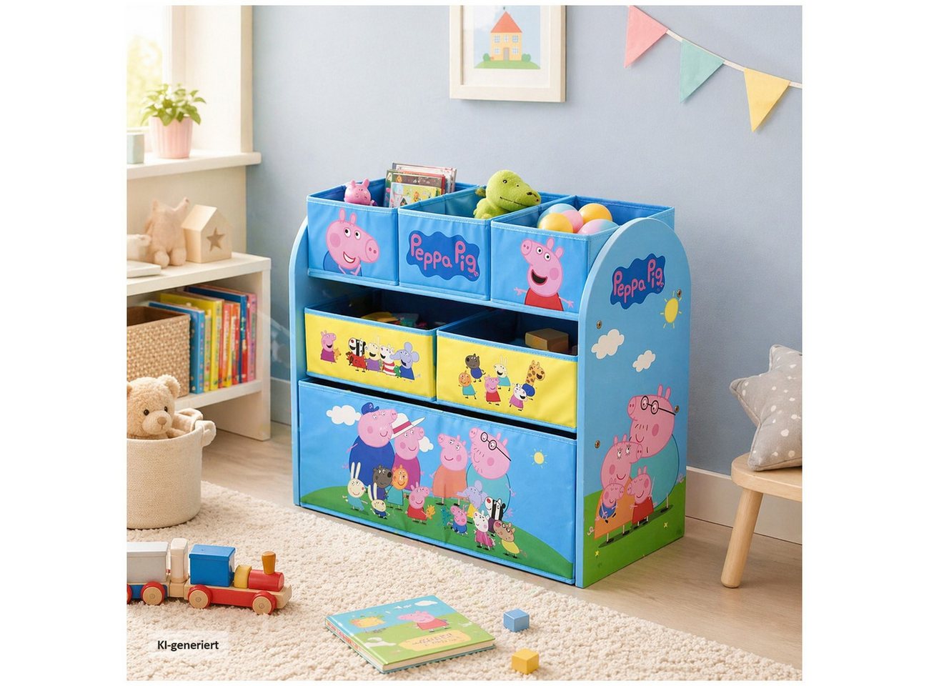 HTI-Living Kinderregal Peppa Pig Kinderregal mit Stoffboxen, Stück 1-tlg., Spielzeugkiste 6 Stoffboxen