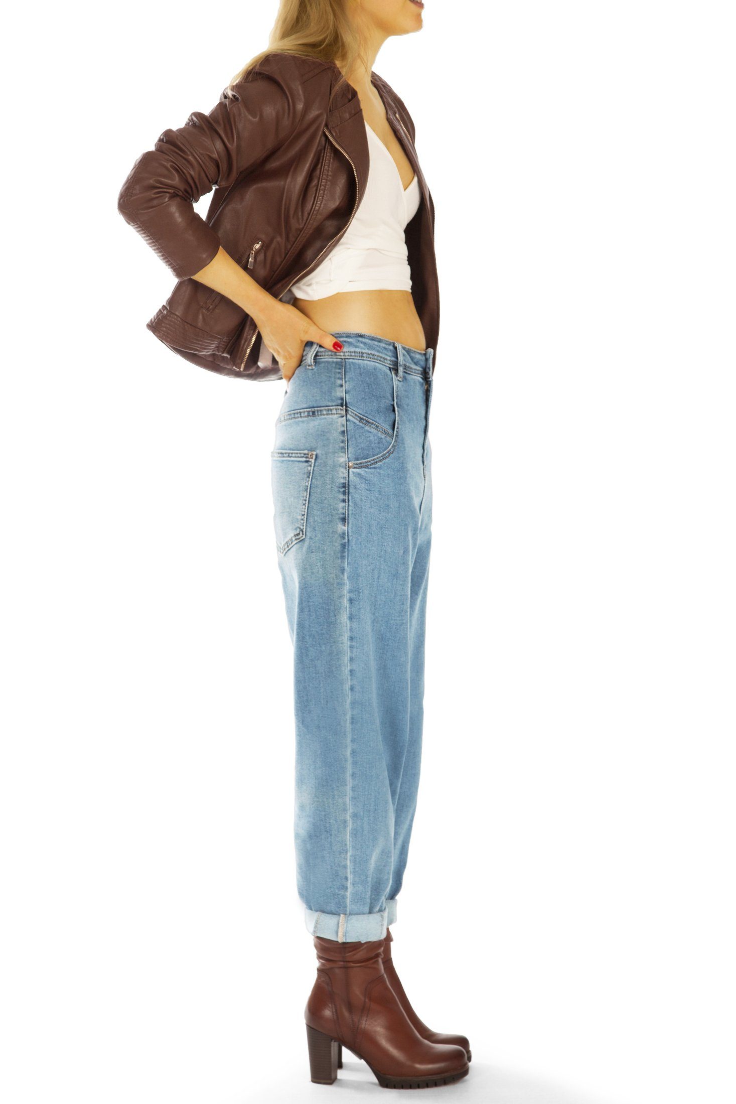 be styled High-waist-Jeans j10e-1 Waist High-Waist, - Slouchy High Locker - 5-Pocket-Style Boyfriend Damen Jeans Mom - Hose