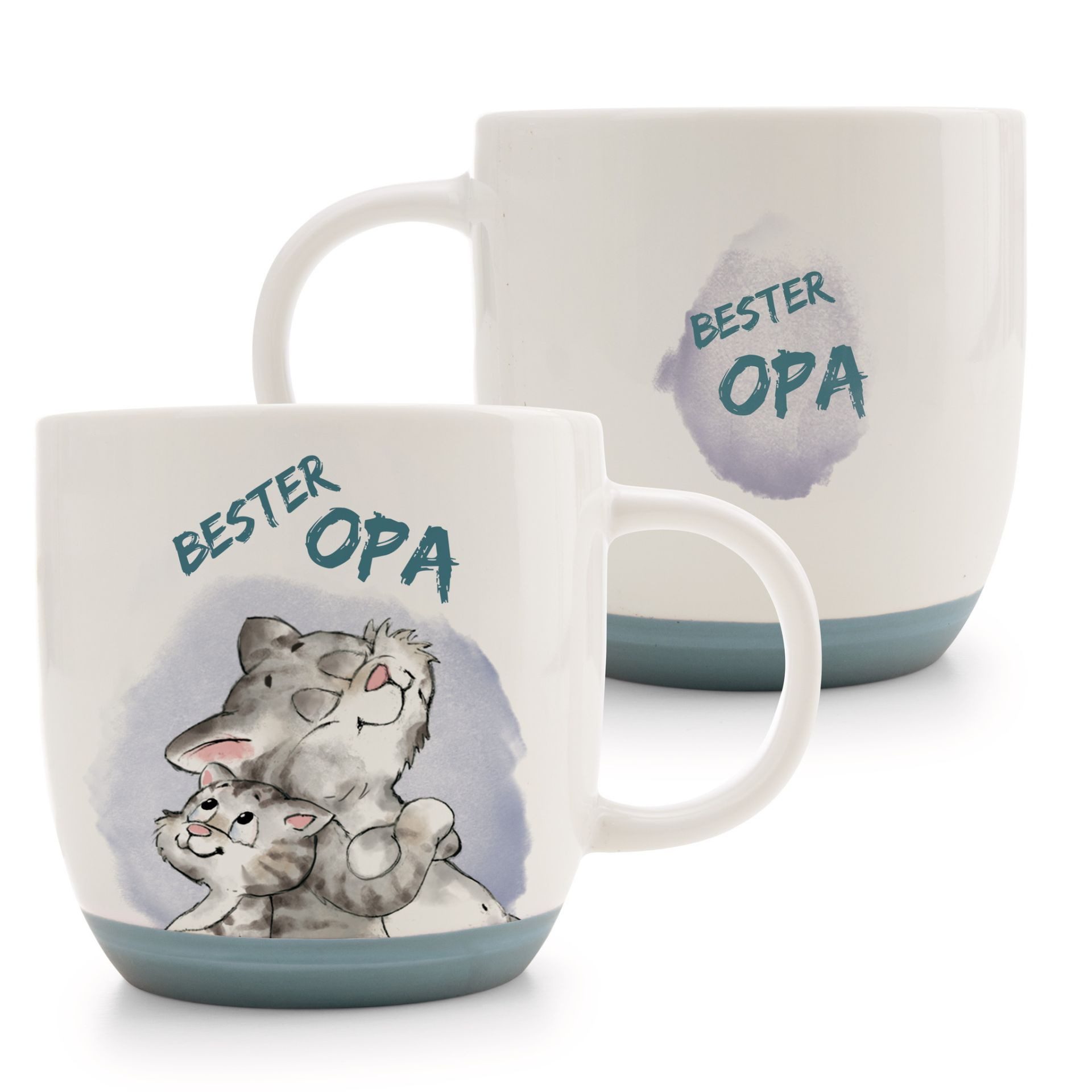 Nici Tasse Nici Katze "Bester Opa" weiß/blau 400 ml