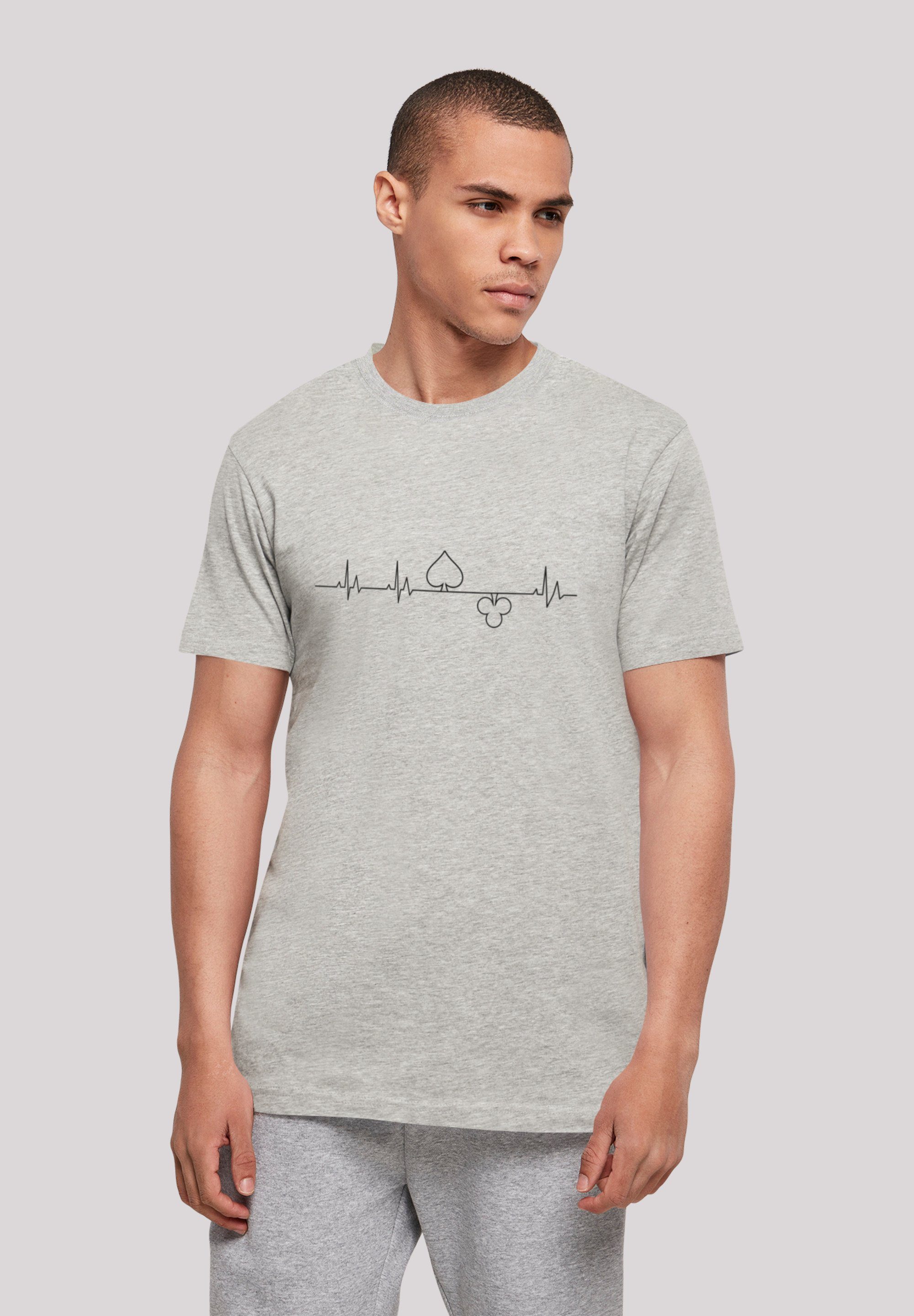 F4NT4STIC T-Shirt Heartbeat Herz Poker Print heather grey
