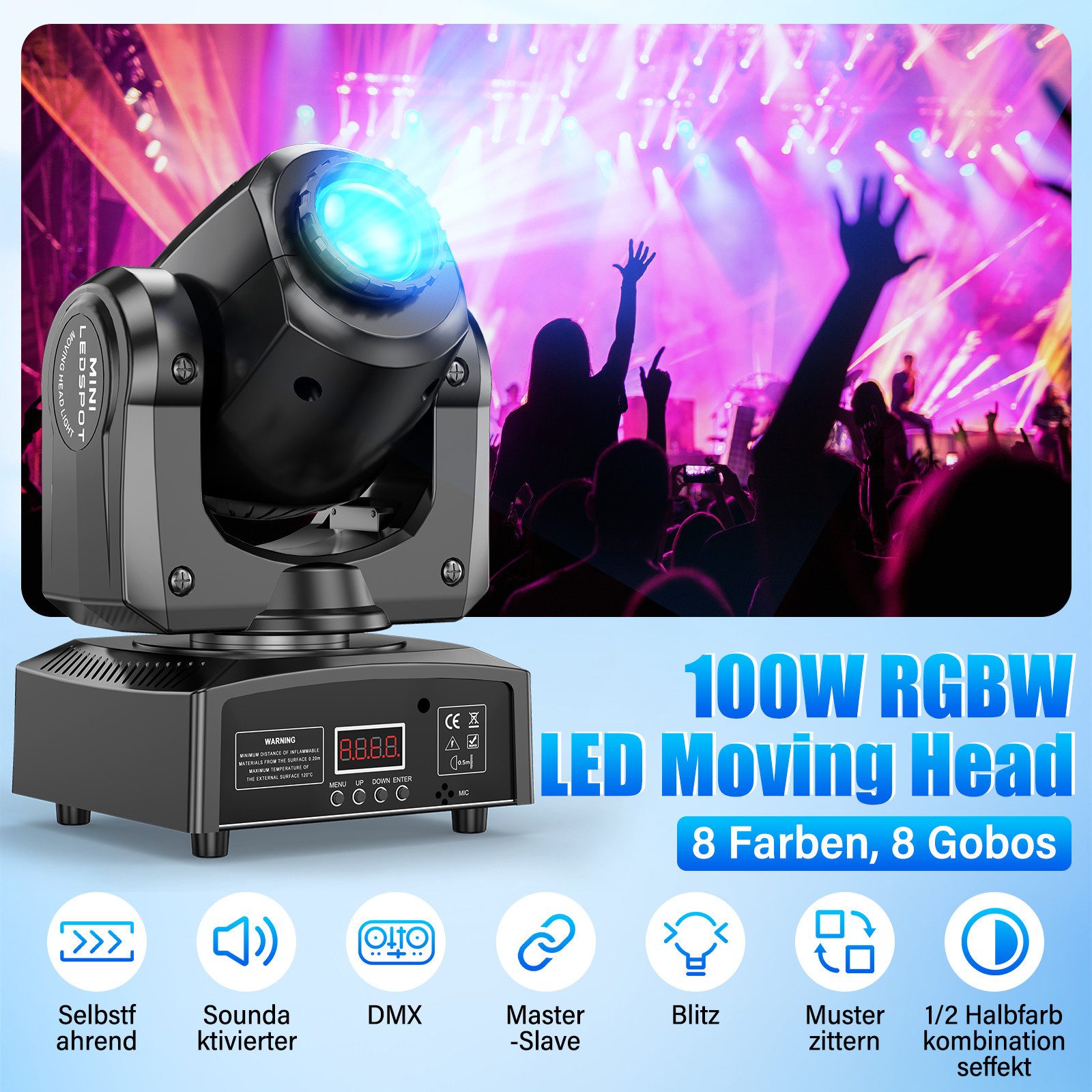ZonQoonz Discolicht 100W Moving Head Light, BühnenLicht Gobo Strahl Für DJ Party Disco