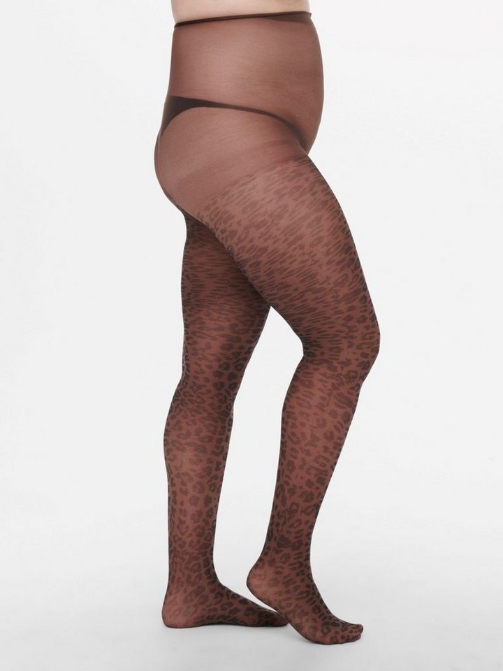 ONLY CARMAKOMA Strumpfhose 40 DEN Leo Muster Strumpfhose Feinstrümpfe Plus  Size Tights 40 DEN 4315 in Braun