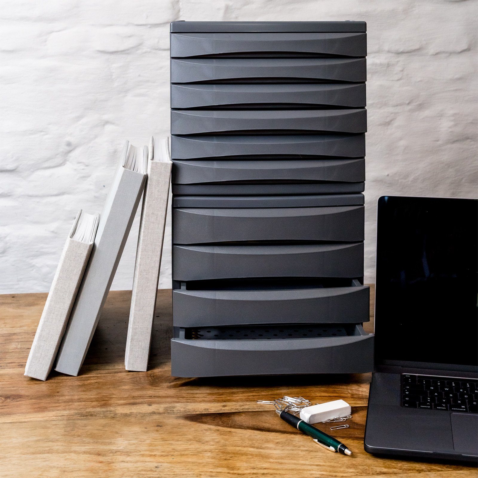 ROTHO Briefablage Quadra Schubladenbox Bürobox mit 4 Schüben, Kunststoff (PS)