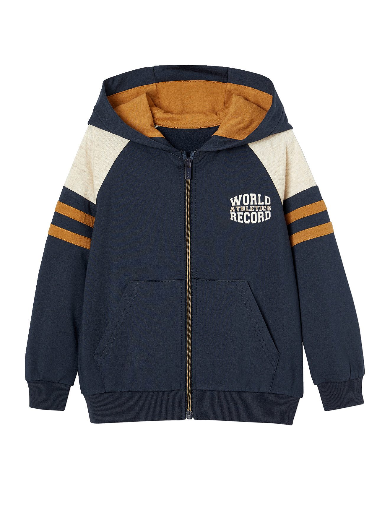 vertbaudet Fleecepullover Jungen Sportjacke mit Kapuze und Reißverschluss Reißverschluss