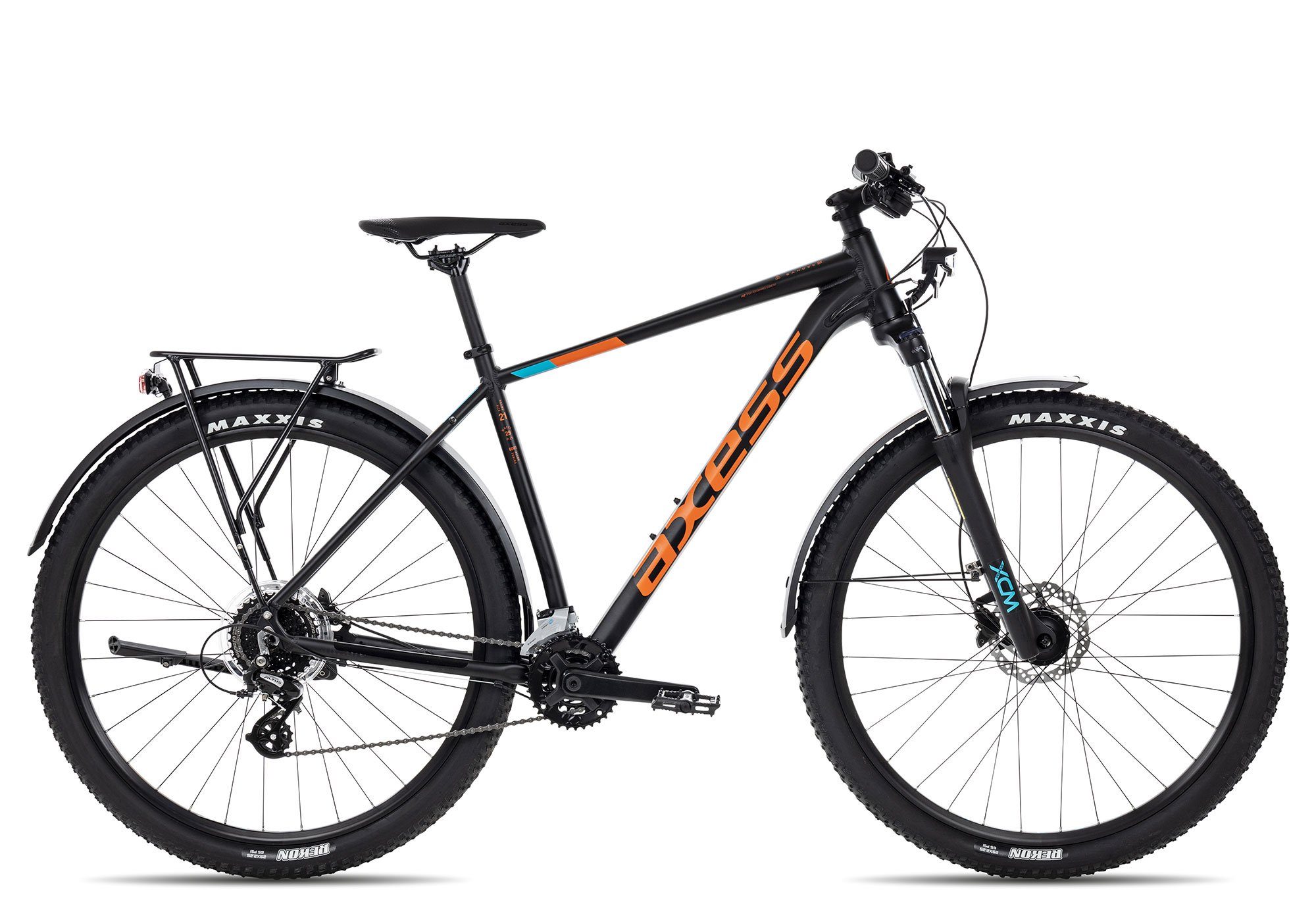 Axess Mountainbike Axess SANDEE DX ATB, 16 Gang Shimano RD-M360 Acera-8 Schaltwerk, Kettenschaltung, MTB-Hardtail Herren 29 Zoll schwarz/grau