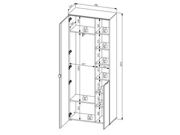 freiraum Garderobenschrank Bari in Schilfgrün matt - 78x202x38 (BxHxT)