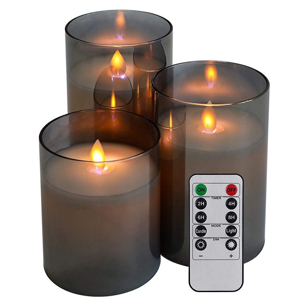 zggzerg LED-Kerze LED Kerzen, 3 Rauchfrei LED Kerze mit Fernbedienung und  Timerfunktion (3-tlg)