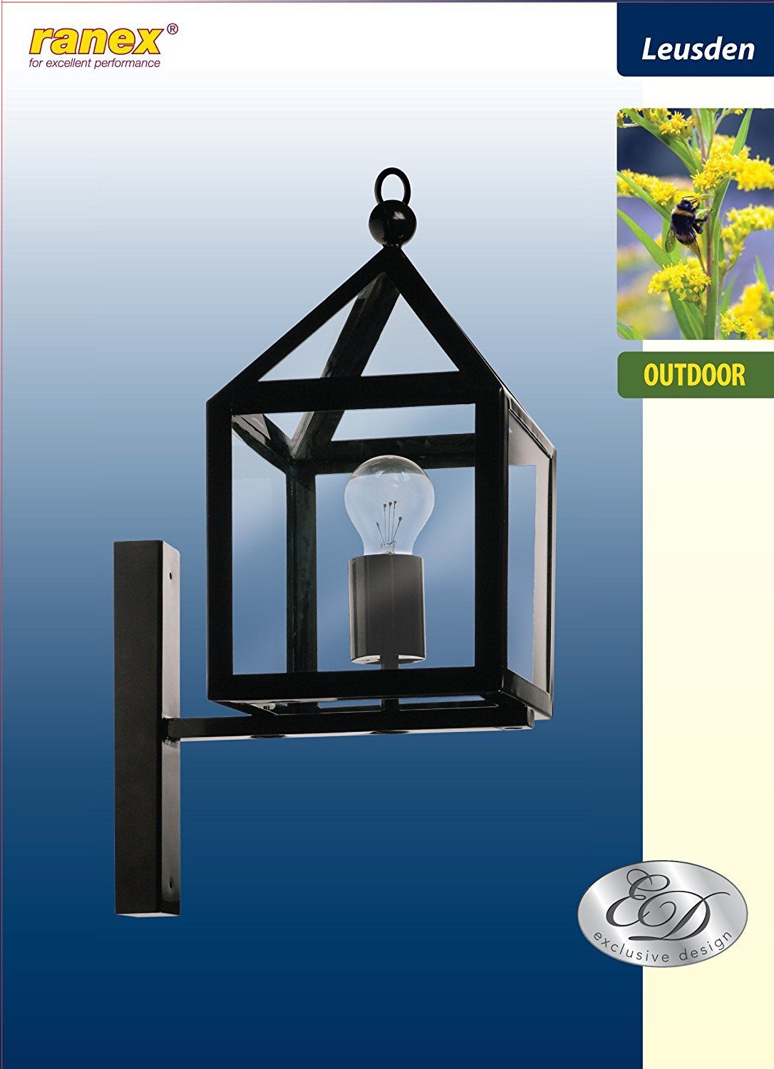 ranex Wandleuchte Ranex Wandleuchte Leusden Schwarz Außenleuchte Gartenleuc günstig online kaufen