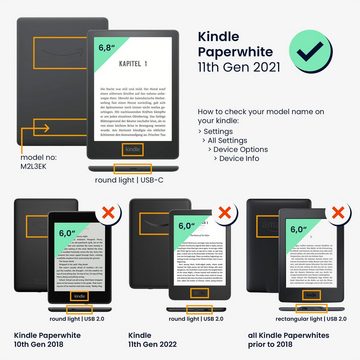 kwmobile E-Reader-Hülle Hülle für Amazon Kindle Paperwhite 11. Generation 2021, Kunstleder eReader Schutzhülle - Flip Cover Case