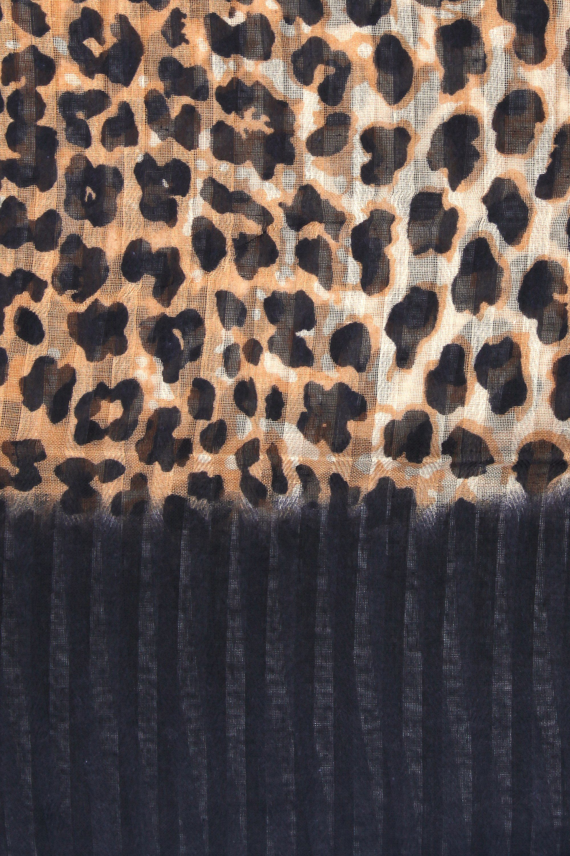 (1-St), ALESSANDRO Aurea, schwarzer Leopardenmuster und Modeschal Umrandung mit COLLEZIONE