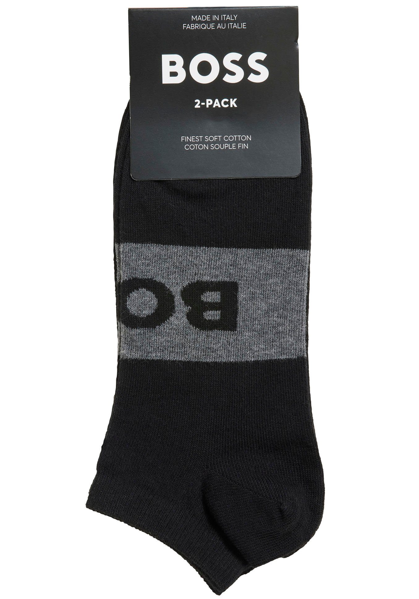 BOSS Businesssocken 2P AS Logo CC (Packung, 2-Paar, 2er Pack) mit großem, eingestricktem BOSS Logo-Schriftzug