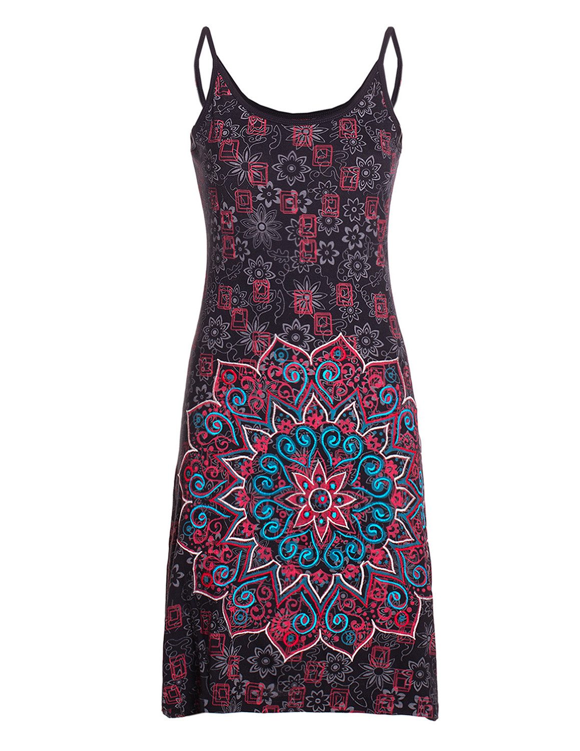 Vishes Sommerkleid Trägerkleid Damen Bedruckt Mandala Blüten Jersey Baumwolle Alternative Mode, Boho, Hippie, Ethno, Festival