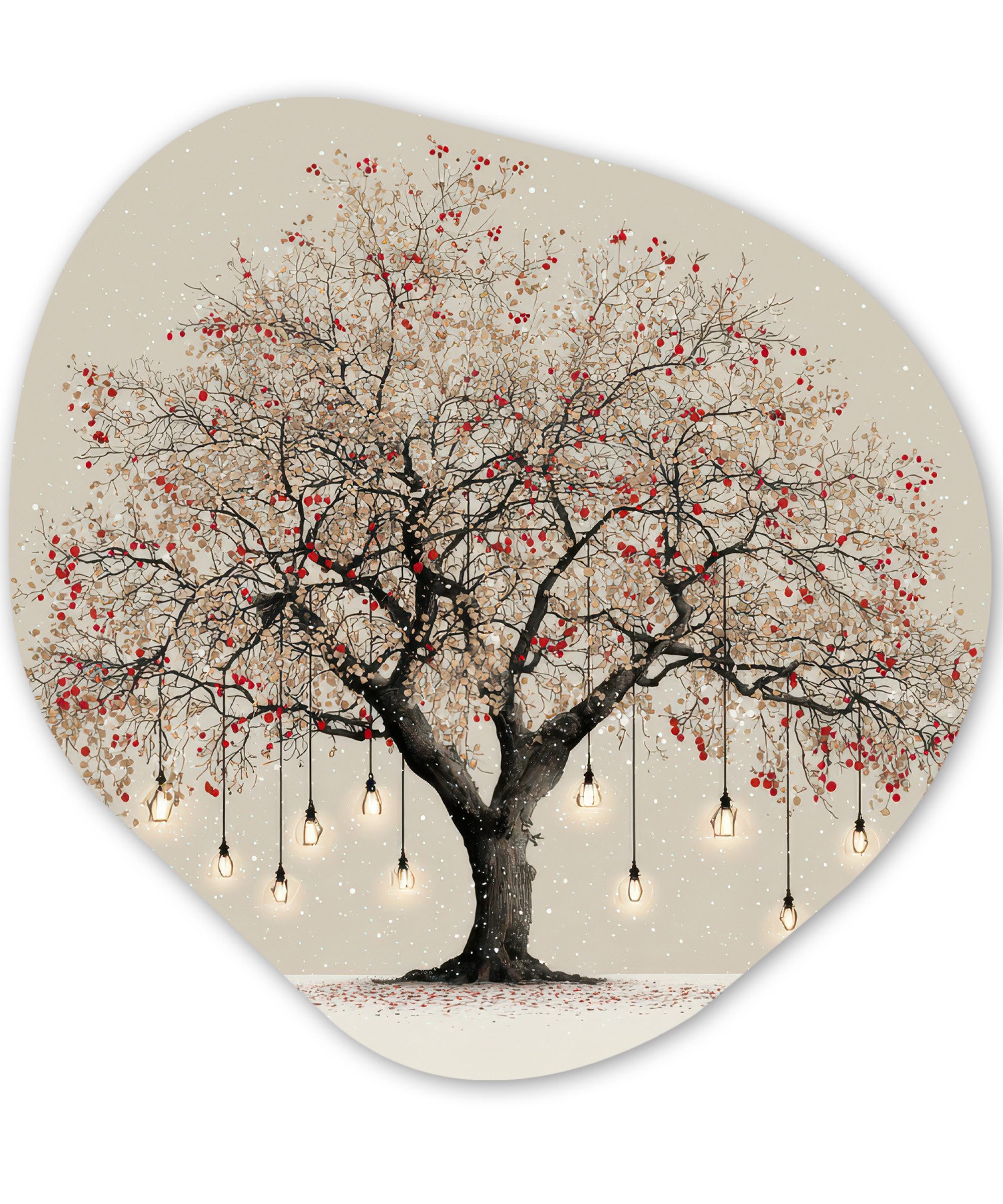 MuchoWow Gemälde Lichterbaum - Winter - Weihnachten - Mehrfarbig, Fotodruck (1 St), Wandbild Abstrakt, Wohnzimmer Schlafzimmer Wanddekoration, 40x40 cm
