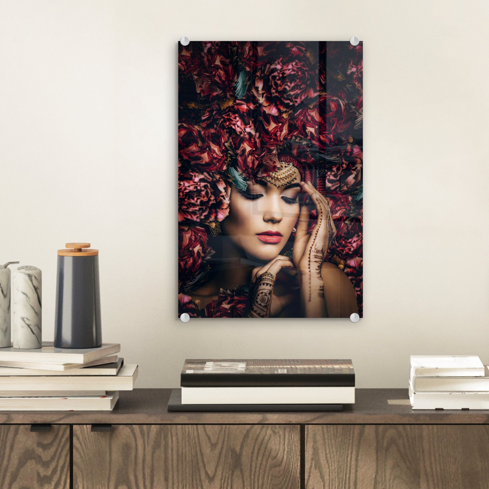 MuchoWow Acrylglasbild Frau - Blumen - günstig online kaufen