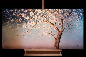 KUNSTLOFT Gemälde Frühlingsabend 120x60 cm, Leinwandbild 100% HANDGEMALT Wandbild Wohnzimmer
