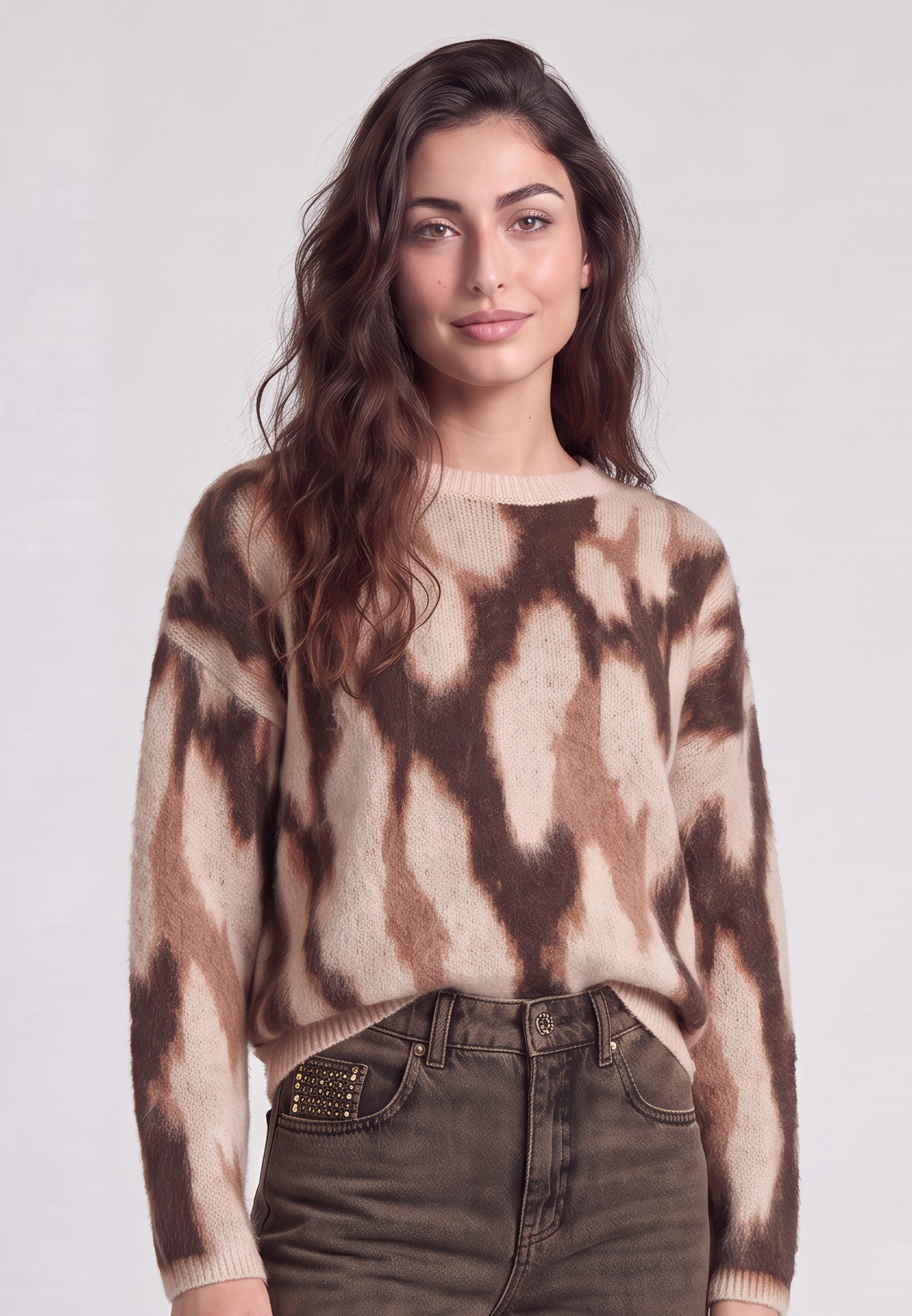 MARC AUREL Strickpullover mit abstraktem Leo-Jacquard