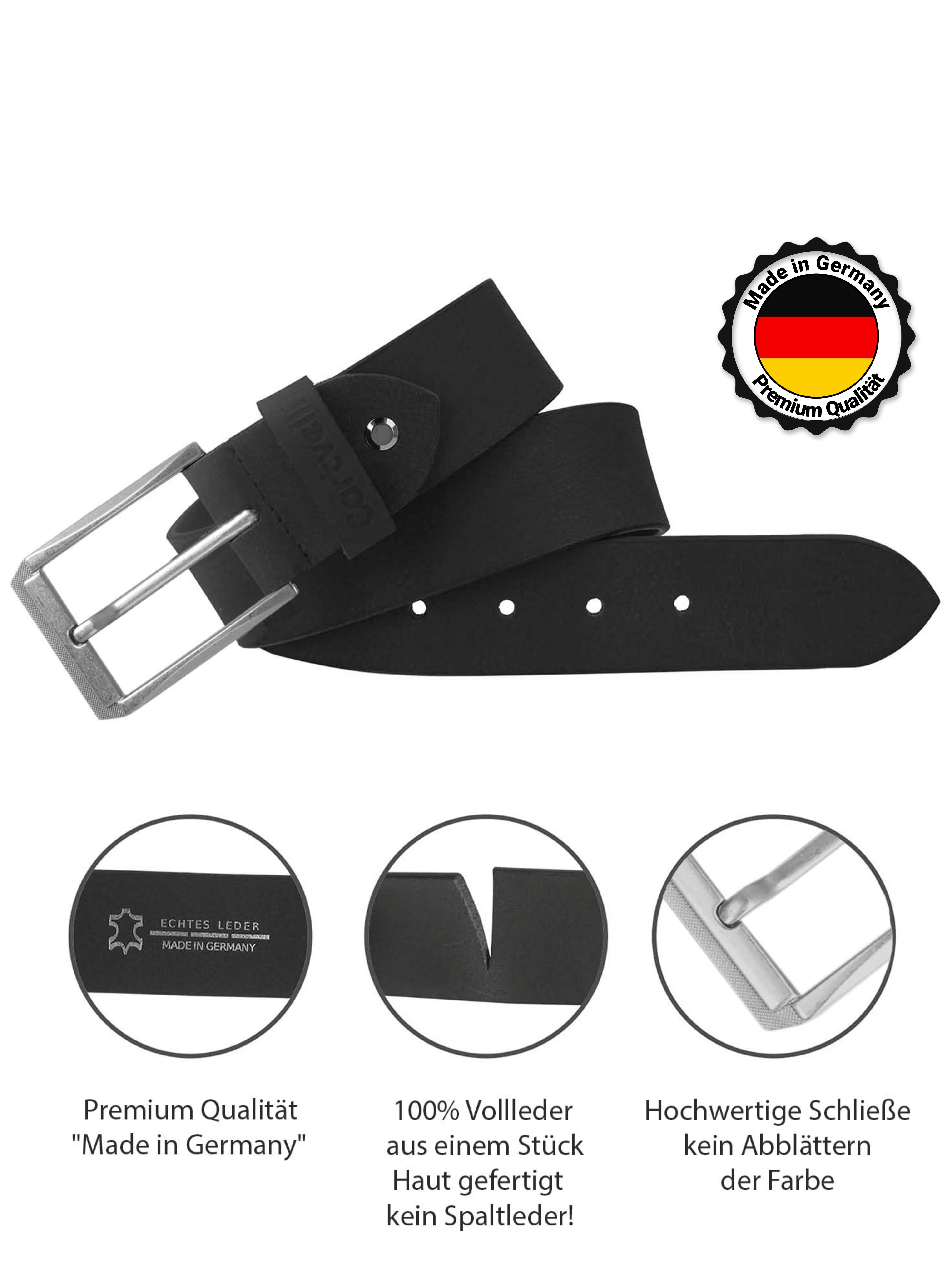 Cartvelli Schwarz Ledergürtel inkl. 40mm gegerbt Ledergürtel Cartvelli Vollleder in Germany umweltfreundlich Made Herren Geschenkbox
