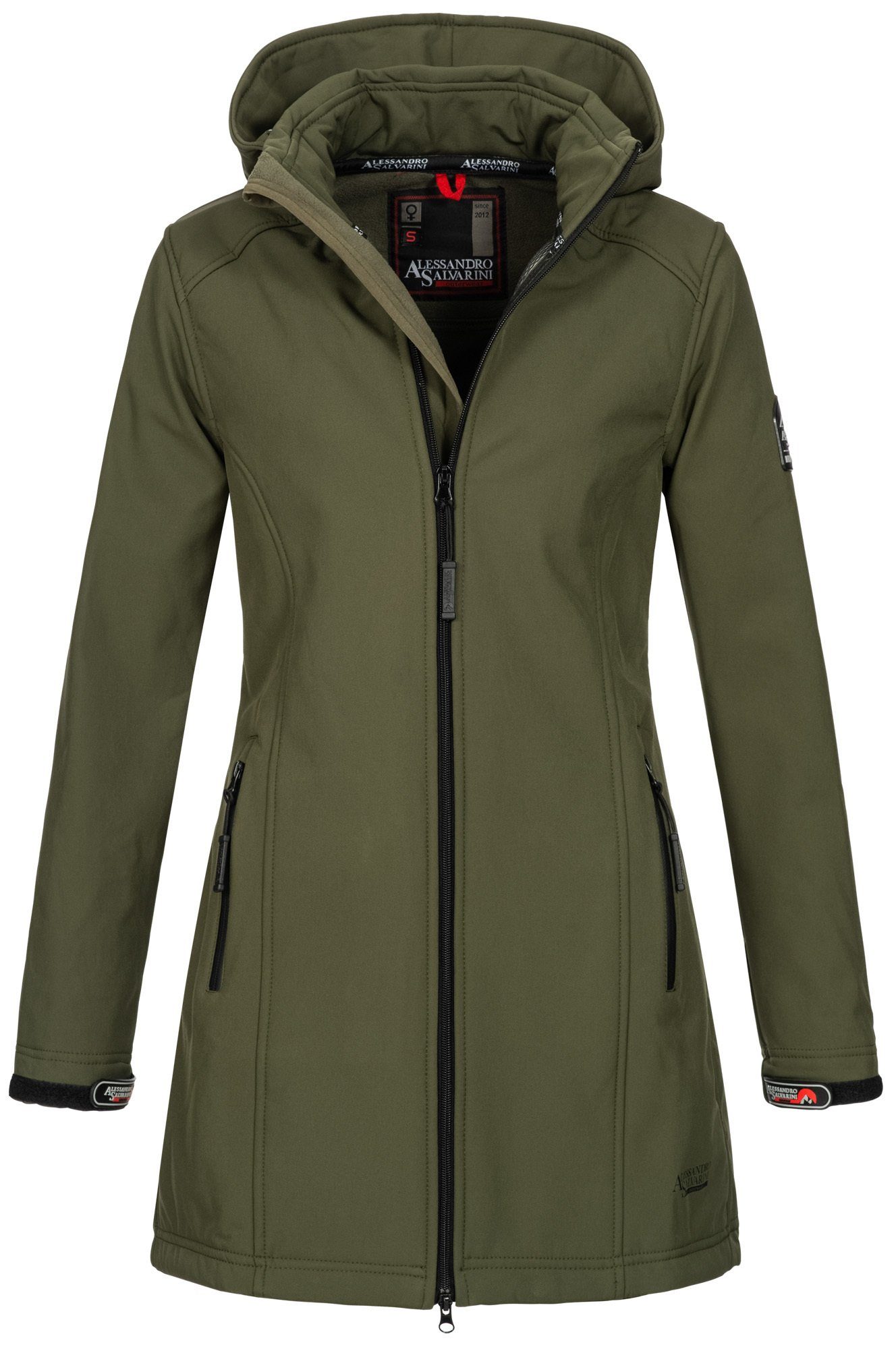 Alessandro Salvarini Softshelljacke Alessia lang mit abnehmbarer Kapuze