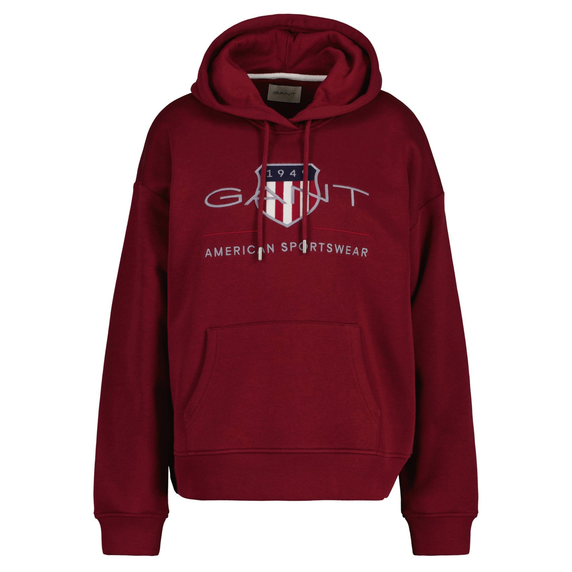 Sweater Gant (Plumped SHIELD Rot - HOODIE Red) ARCHIVE Sweatshirt Damen REGULAR