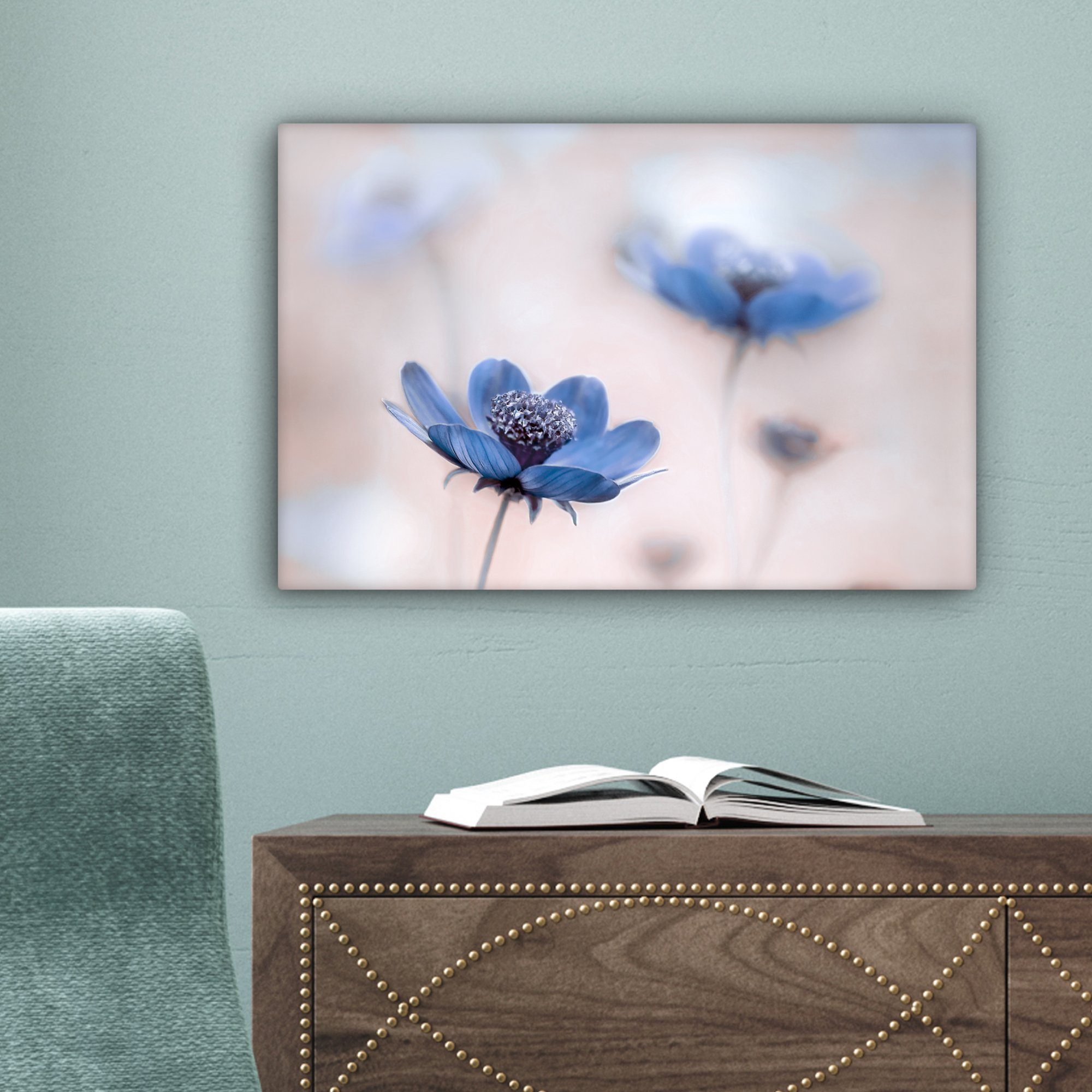 OneMillionCanvasses® Leinwandbild Kosmos - Blumen - Natur - Blau, Fotodruck (1 St), Leinwand Canvas Wandbild, Wanddekoration 20x30 cm – Bild 3 von 5