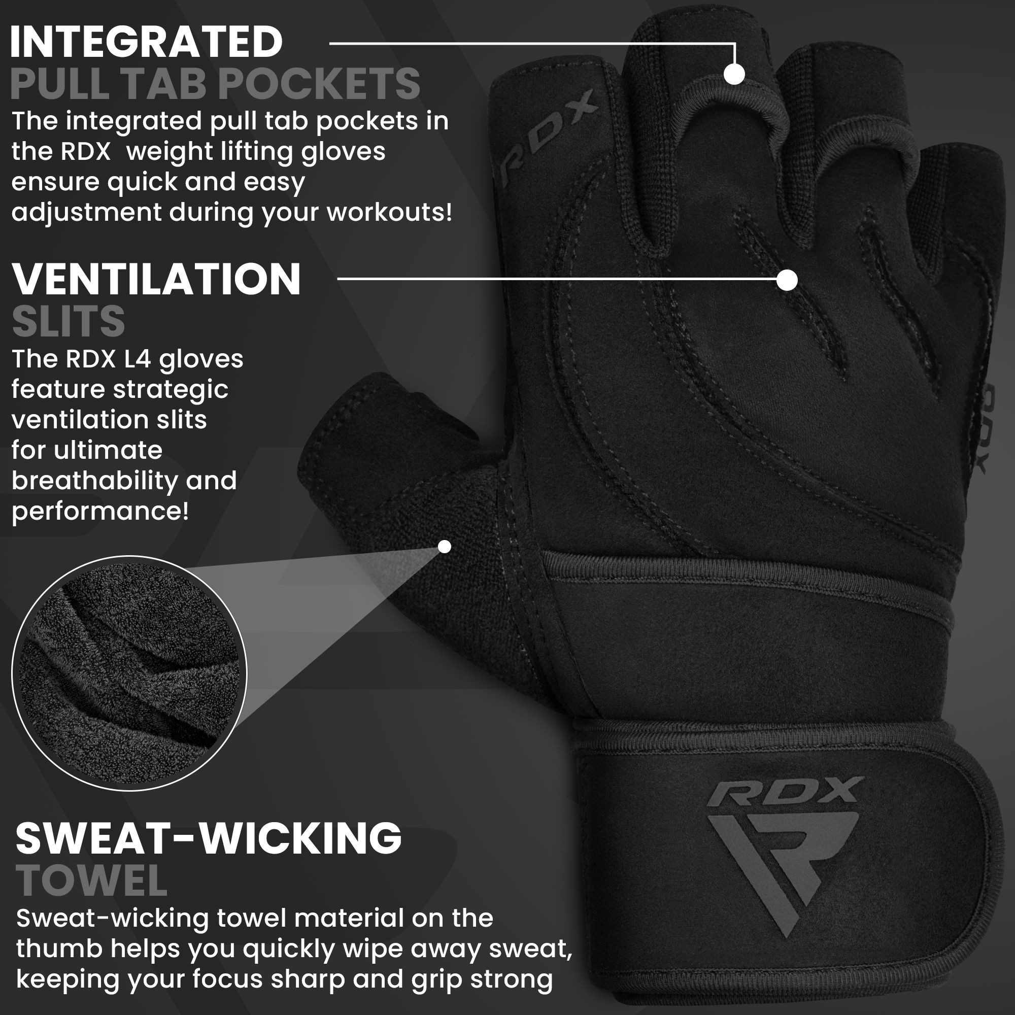 RDX Trainingshandschuhe RDX Fitness Handschuhe Trainingshandschuhe Lang Handgelenkstütze Sport – Bild 3 von 5