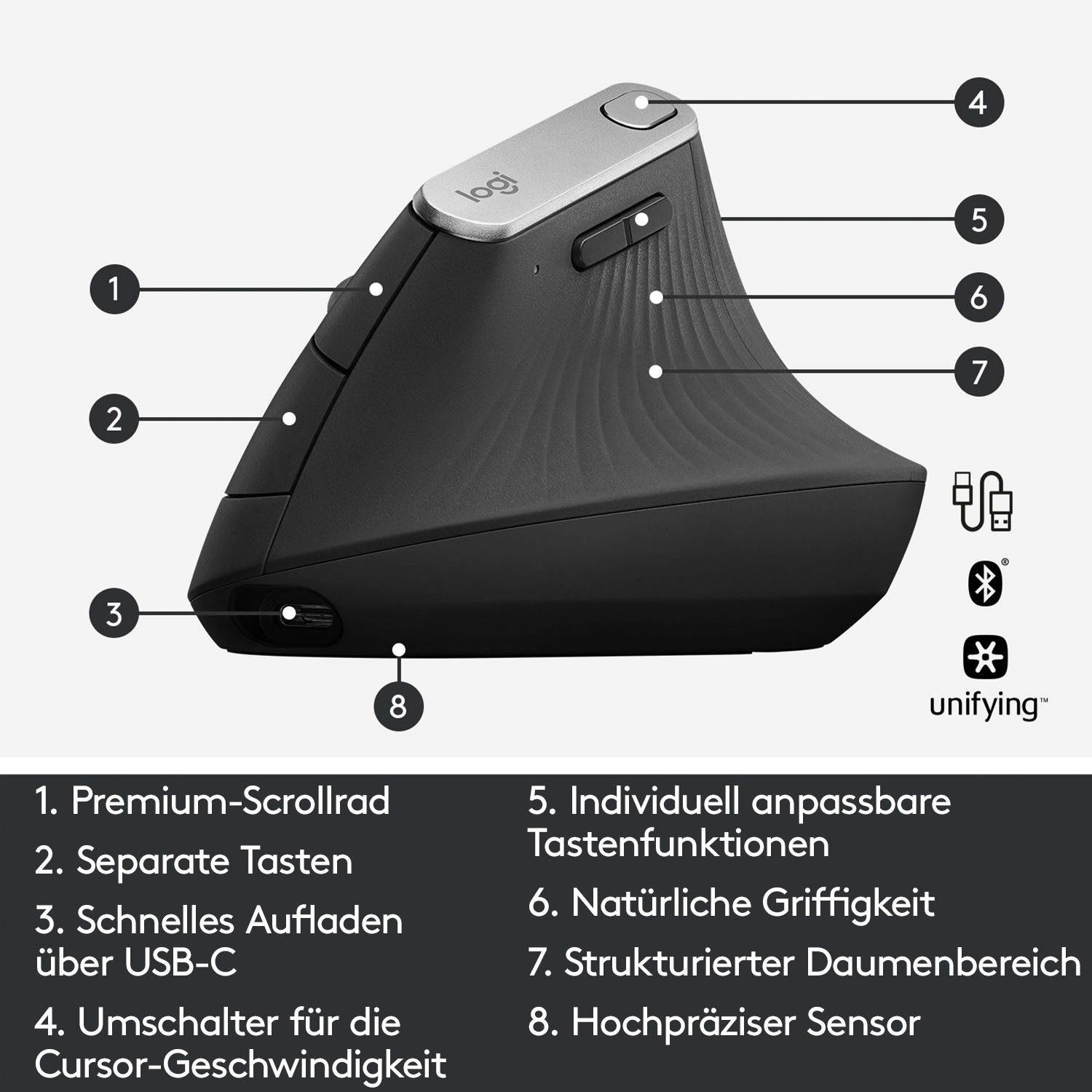 Logitech MX Vertical ergonomische Maus (Bluetooth)