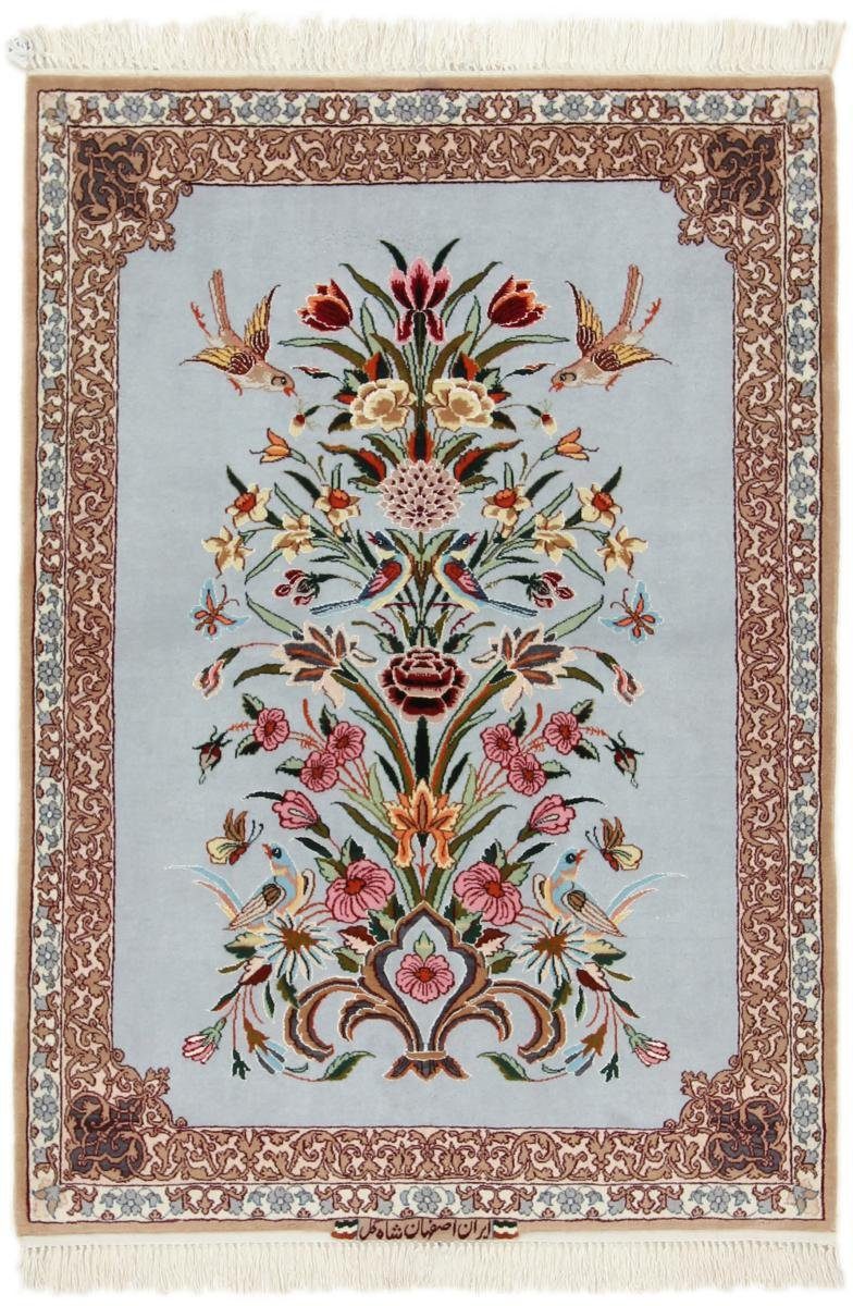 Orientteppich Isfahan Seidenkette 80x125 Handgeknüpfter Orientteppich, Nain Trading, rechteckig, Höhe: 6 mm