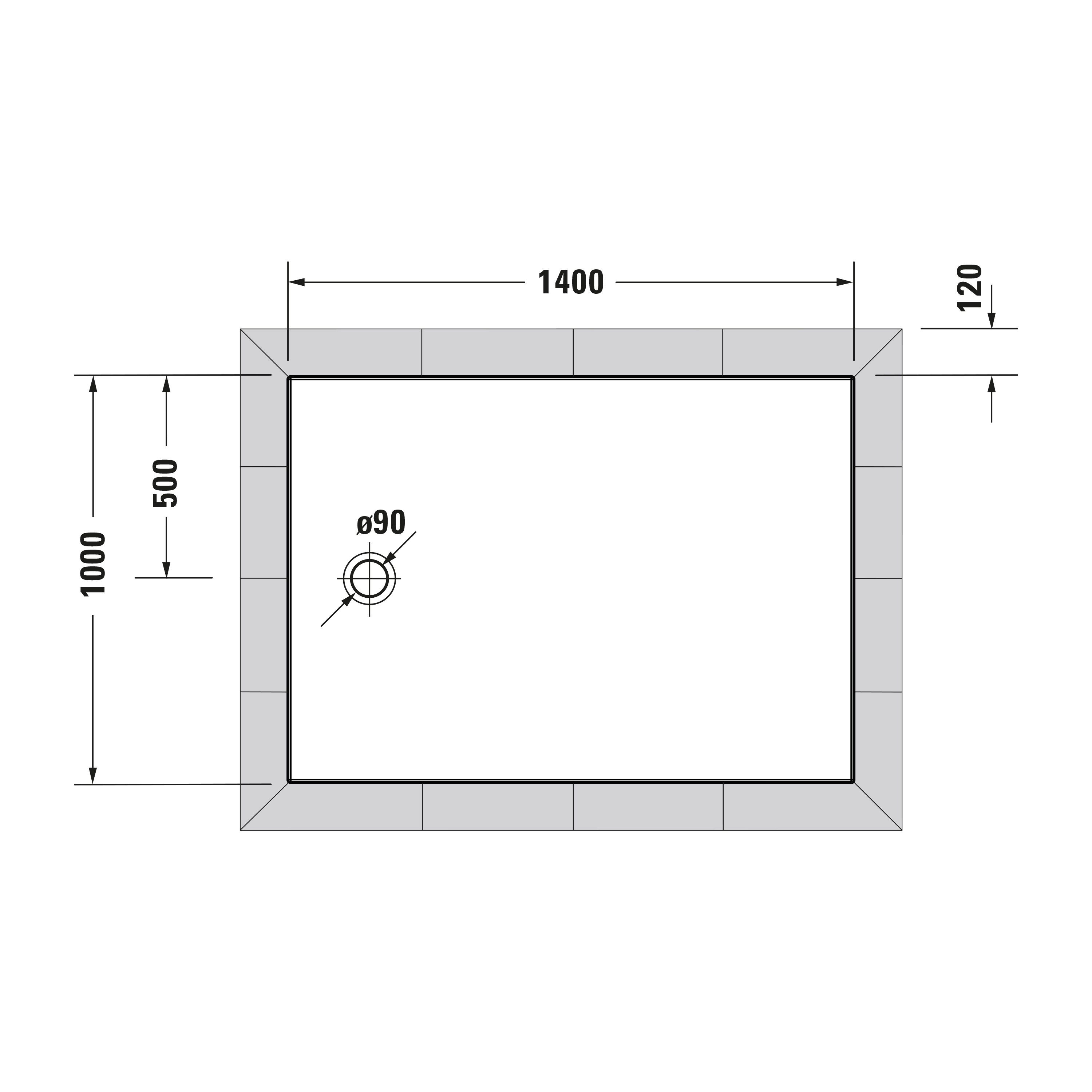 Duravit Duschwanne bodenbündig Tempano 1400x1000 mm Rechteck Weiß, rechteckig, Sanitäracryl, mit vormontierter Dichtmanschette