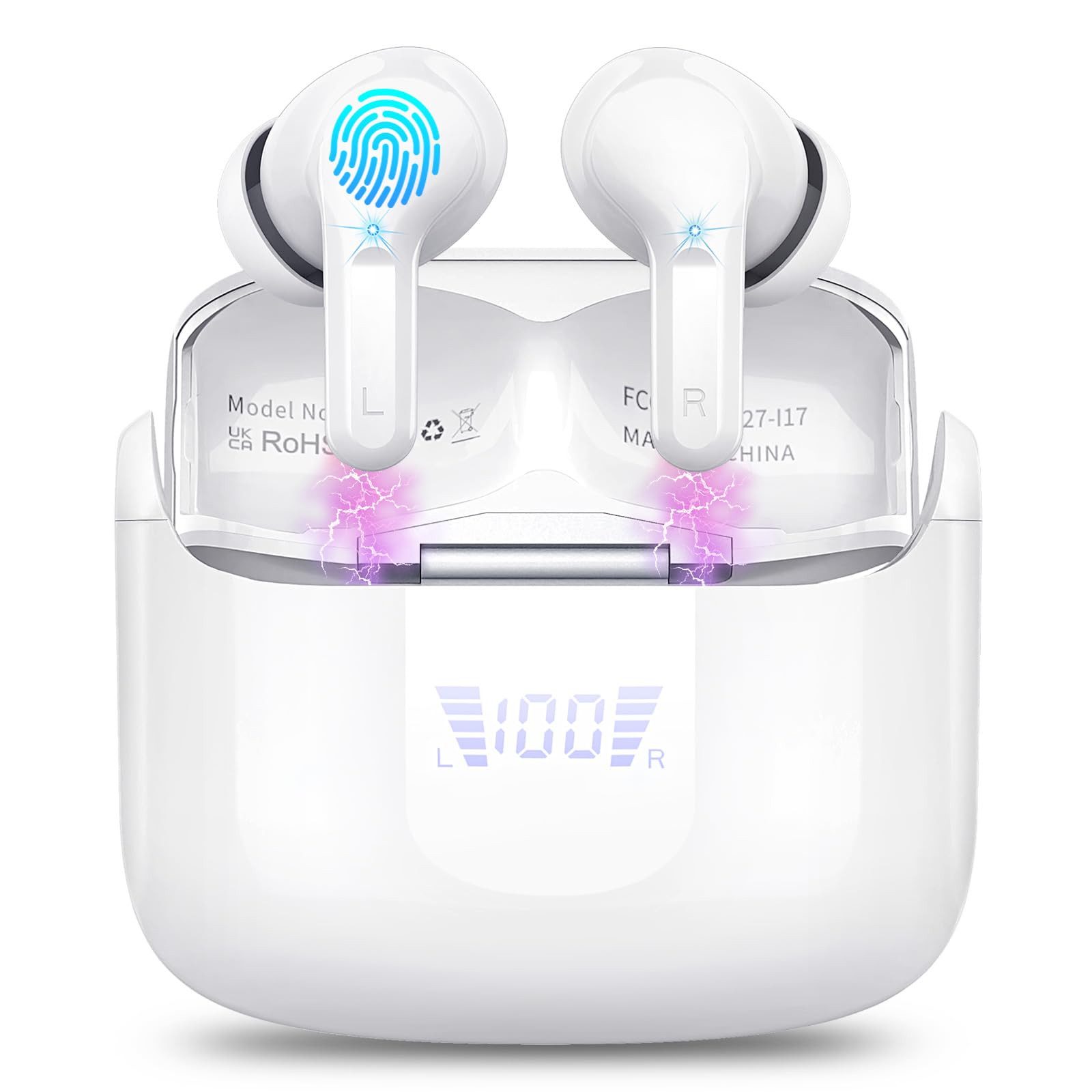 OYLCDI In Ear Kopfhörer,Bluetooth Kopfhörer,Kopfhörer Kabellos Bluetooth 5.3 In-Ear-Kopfhörer (AMA derselbe Bestseller mit 4 ENC Mikrofon,2025 Neue Kabellose Kopfhörer Noise Cancelling Earbuds mit 40H Deep Bass,USB-C,IP7 Wasserdicht Ohrhörer, IPX7 wasserdichte Ohrhörer,Tiefer Bass,Bluetooth Kopfhörer for Sport)