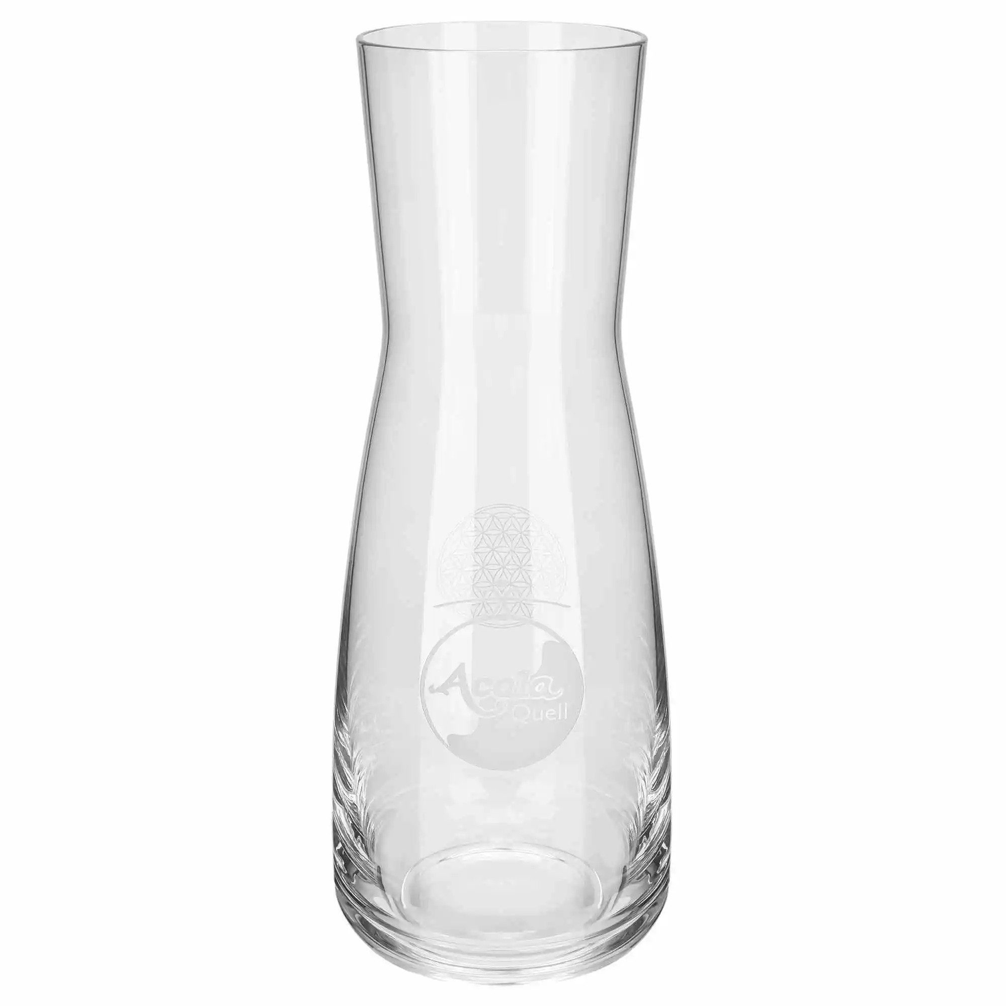 AcalaQuell Wasserkaraffe Aurora aus Glas, 1 Liter mit Gravur Blume des Lebens