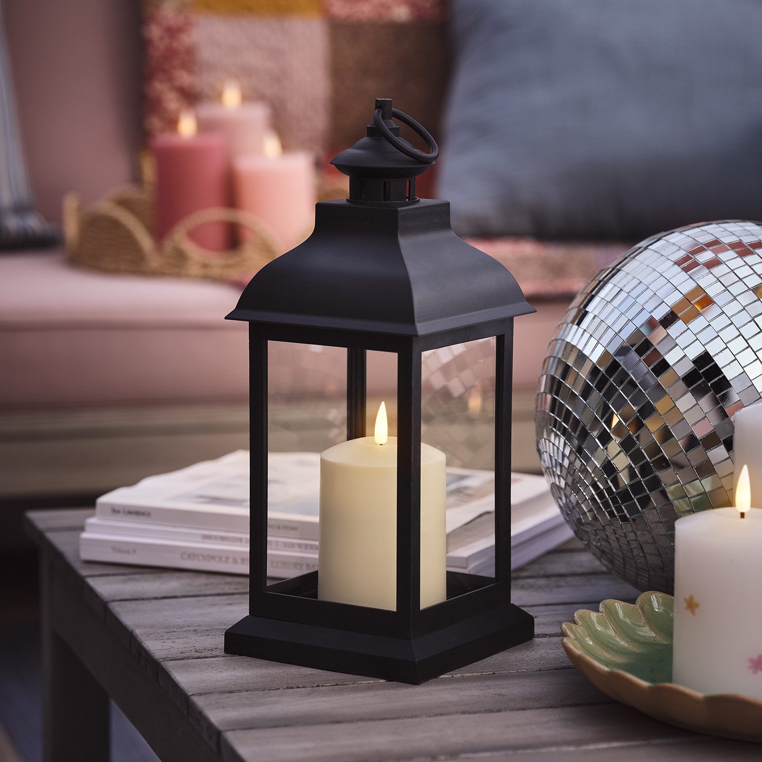 Lights4fun LED Laterne Trentham LED Laterne mit TruGlow® Outdoor Kerze mit Fernbedienung