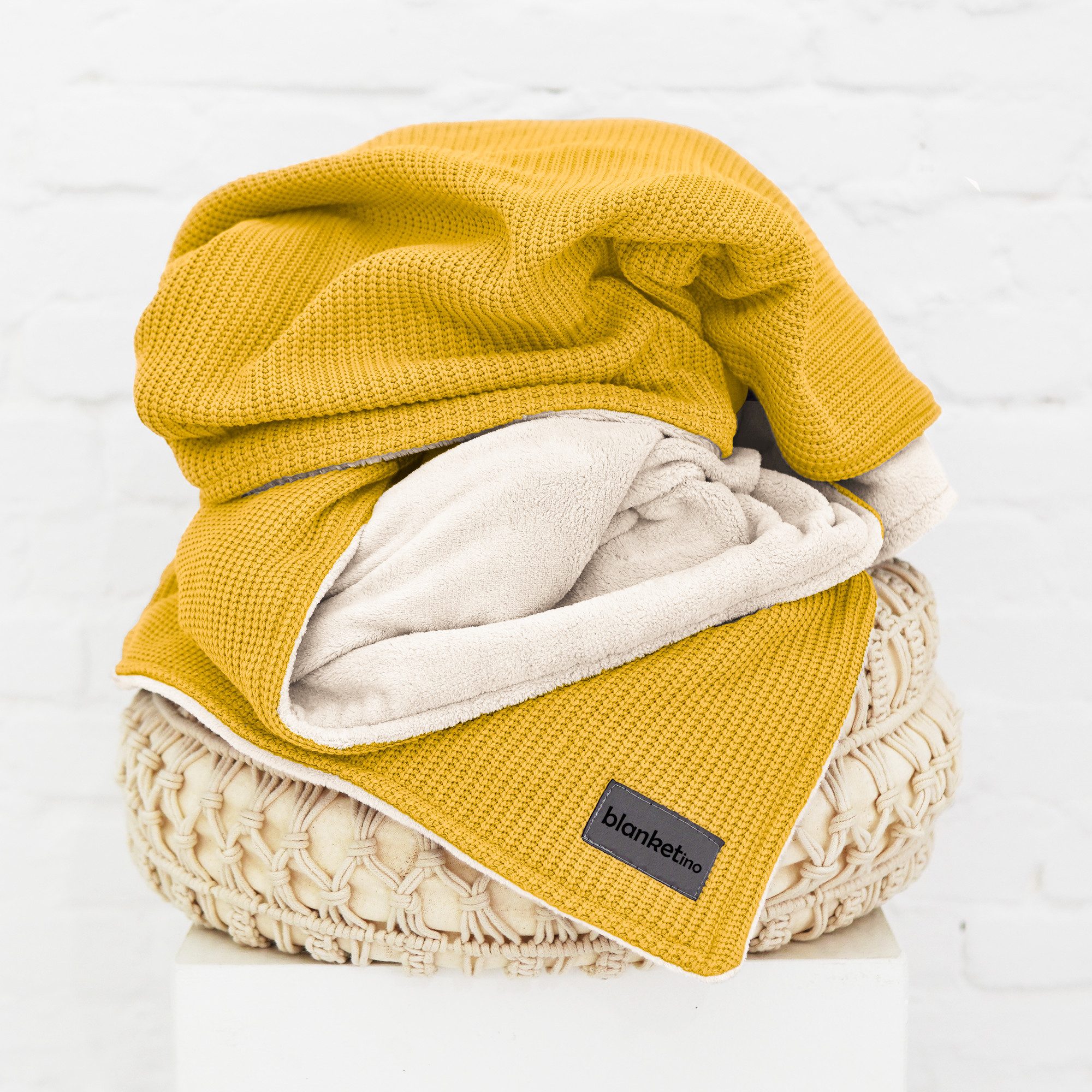 Wohndecke flauschige Kuscheldecke, wärmende Couchdecke im Strick Design, bl günstig online kaufen