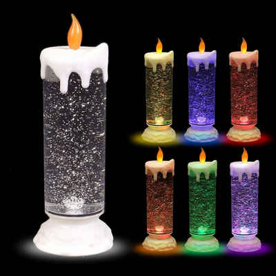 BURI Stumpenkerze »LED-Glitterkerze mit Farbwechsler 24cm Weihnachtskerze Adventskerze Motivkerze«