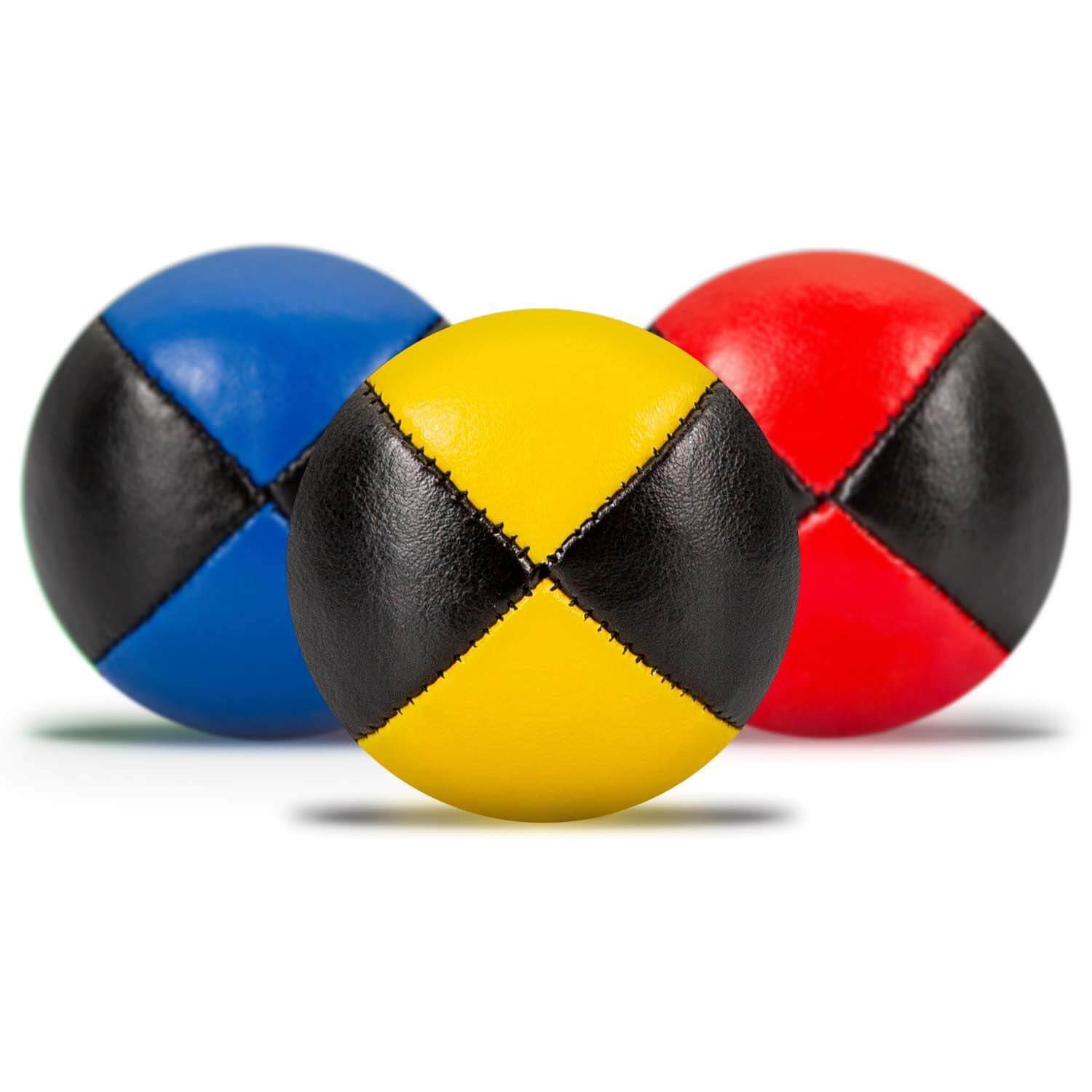 Diabolo Freizeitsport Jonglierball 3er & 5er Set, Jonglierbälle vierfarbig und zweifarbig (Balljonglage Set Zweifarbig - Weiche Lernbälle für Einsteiger, 3-St., Koordinationsbälle 3 Stück - Softbälle zum Jonglieren Lernen), 3er Juggling Balls 62 mm, 100g - Anfänger Training mit Vogelhirse