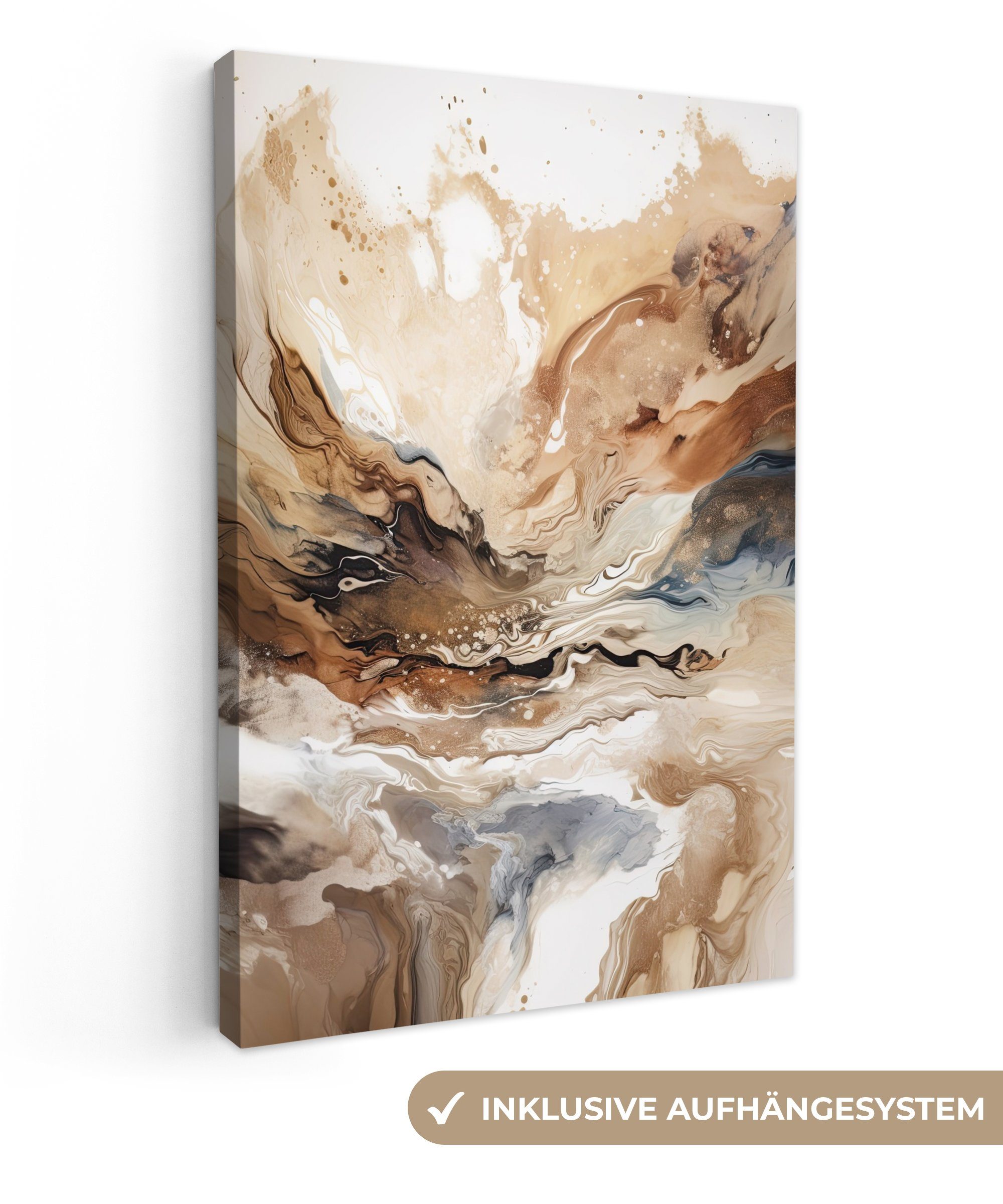 OneMillionCanvasses® Leinwandbild Abstrakt - Kunst - Farbe - Beige - Modern, (1 St), Leinwandbild fertig bespannt inkl. Zackenaufhänger, Gemälde, 20x30 cm