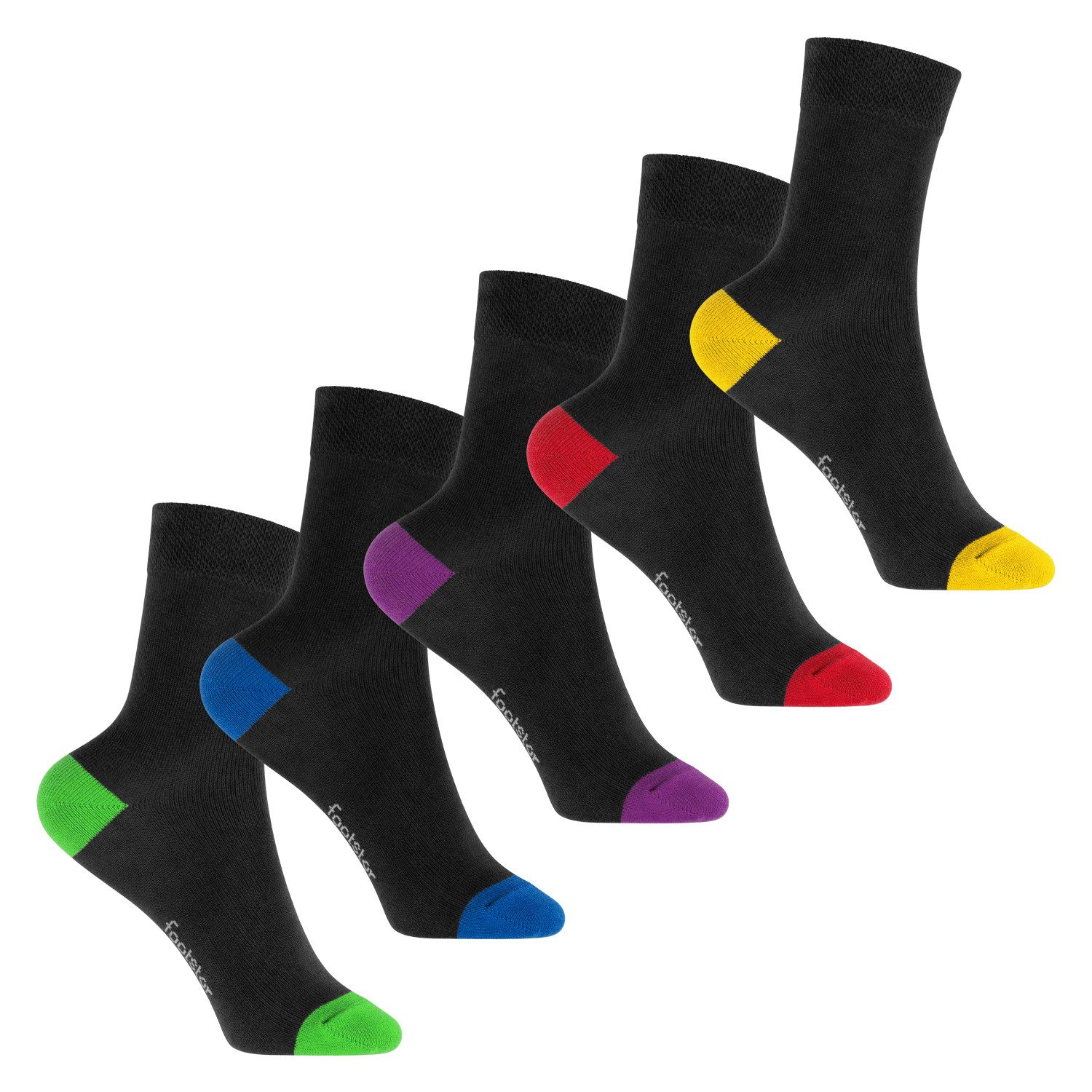Footstar Basicsocken Kinder Baumwollsocken (10 Paar) Ferse & Spitze abgesetzt – Bild 4 von 4
