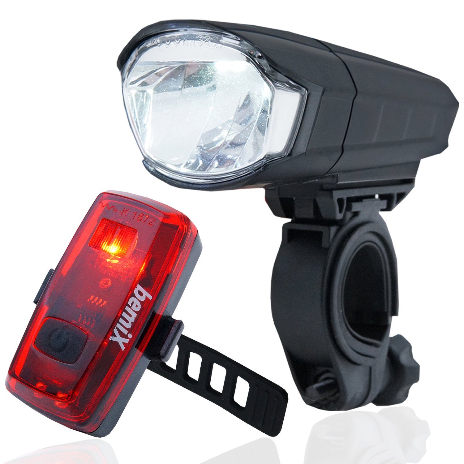 Fahrradbeleuchtung LED Fahrradlicht-Set StVZO Scheinwerfer & Rücklicht Batteriebetrieb
