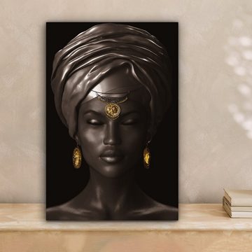 OneMillionCanvasses® Leinwandbild Frau - Afrika - Schwarz - Gold, (1 St), Leinwandbild fertig bespannt inkl. Zackenaufhänger, Gemälde, 20x30 cm