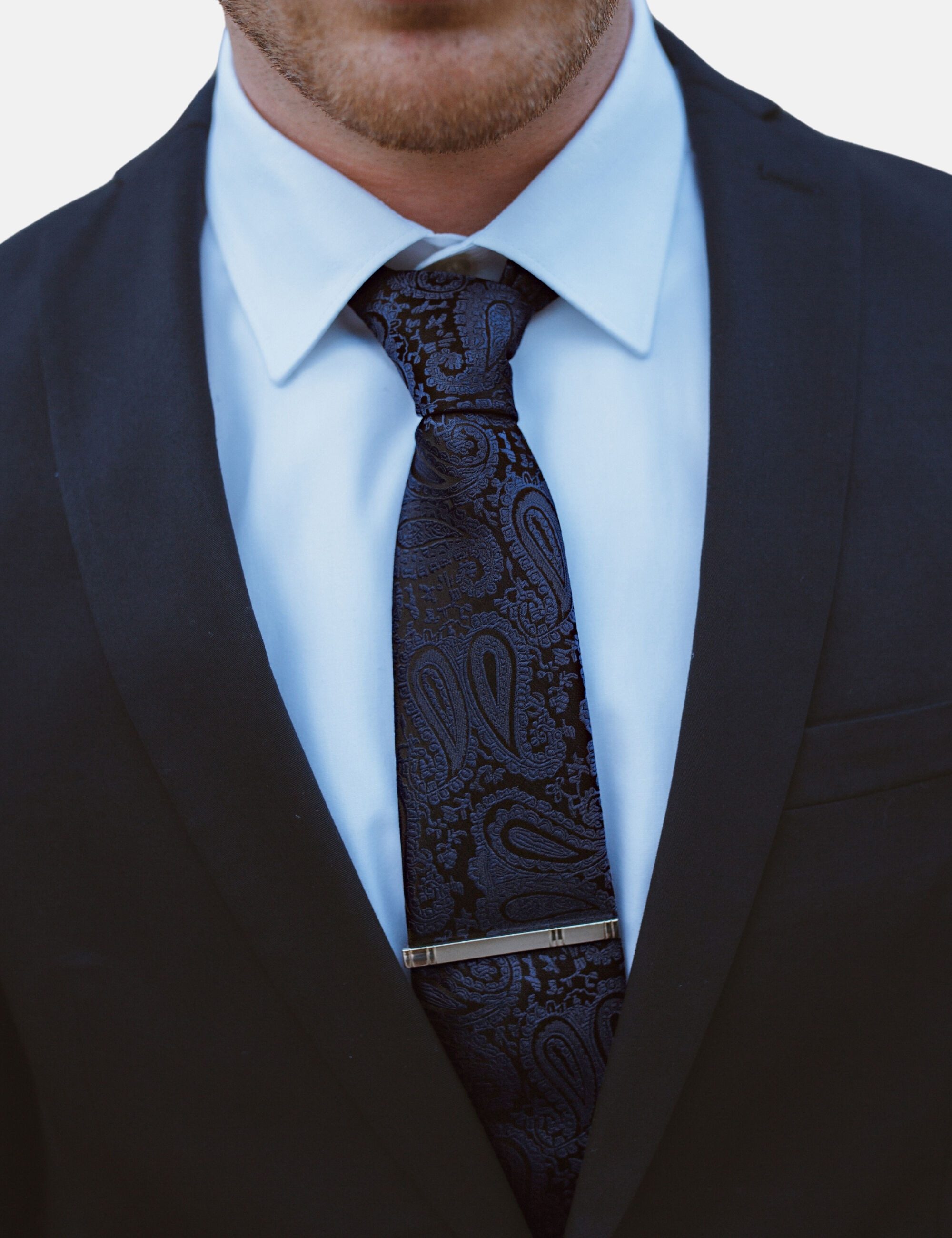 Massi Morino Krawatte (1-St) mit Einstecktuch, Manschettenknöpfen und Krawattenklammer