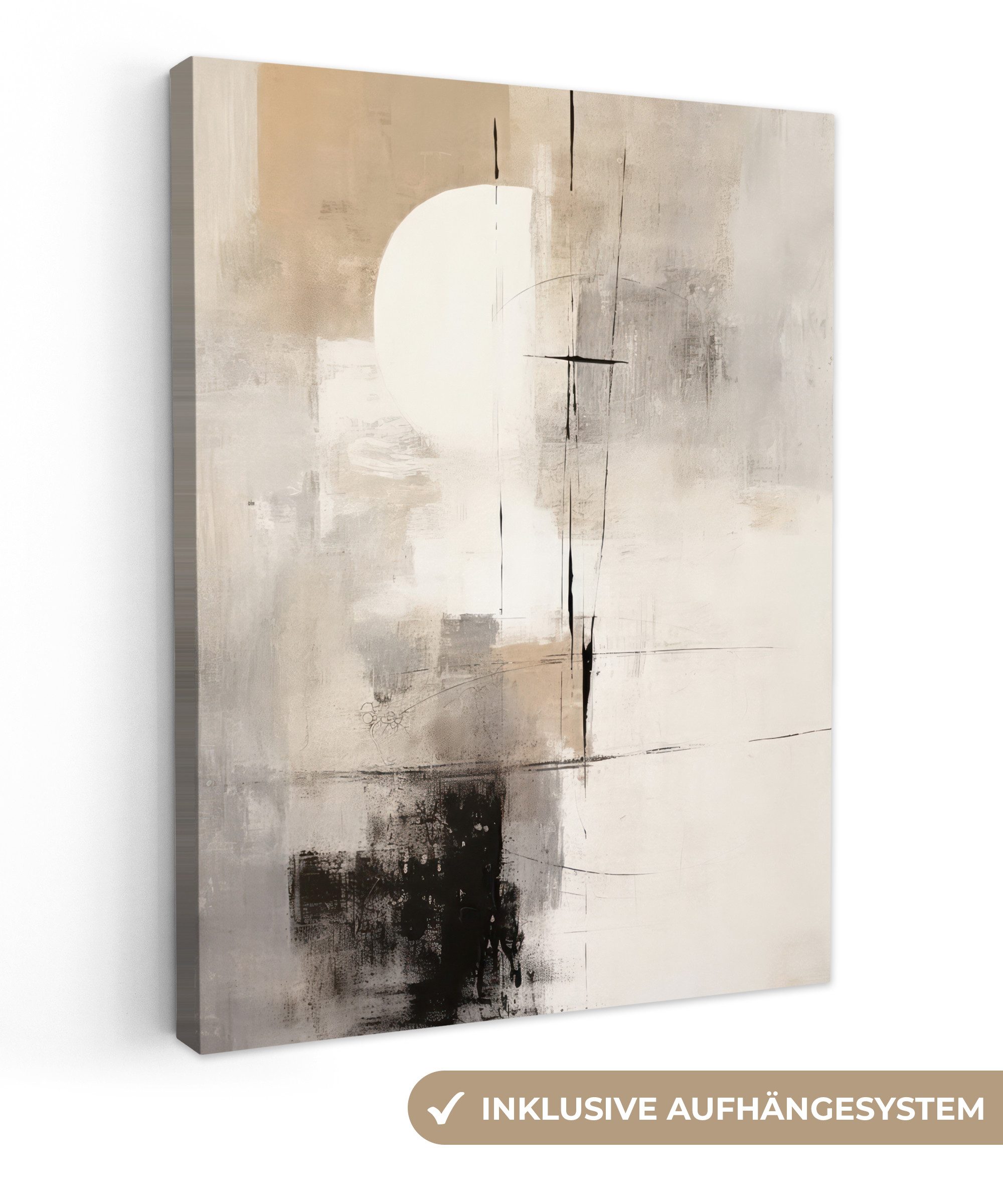 OneMillionCanvasses® Leinwandbild Abstrakt - Kunst - Grau, Fotodruck (1 St), Leinwand Bilder für Wohnzimmer Schlafzimmer 30x40 cm