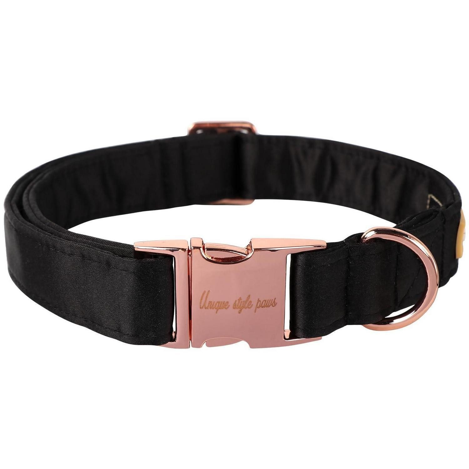 LuxusKollektion Hunde-Halsband Hundehalsband XL Schwarz Seide Verstellbar