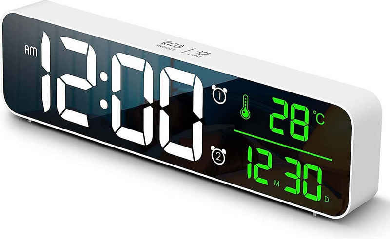 JOEAIS Wecker Digital Wecker Alarm Digital Clock uhren & Wecker Nachttisch uhr LED Bildschirm Datums Temperaturanzeige12/24 Stunden Schlummerfunktion