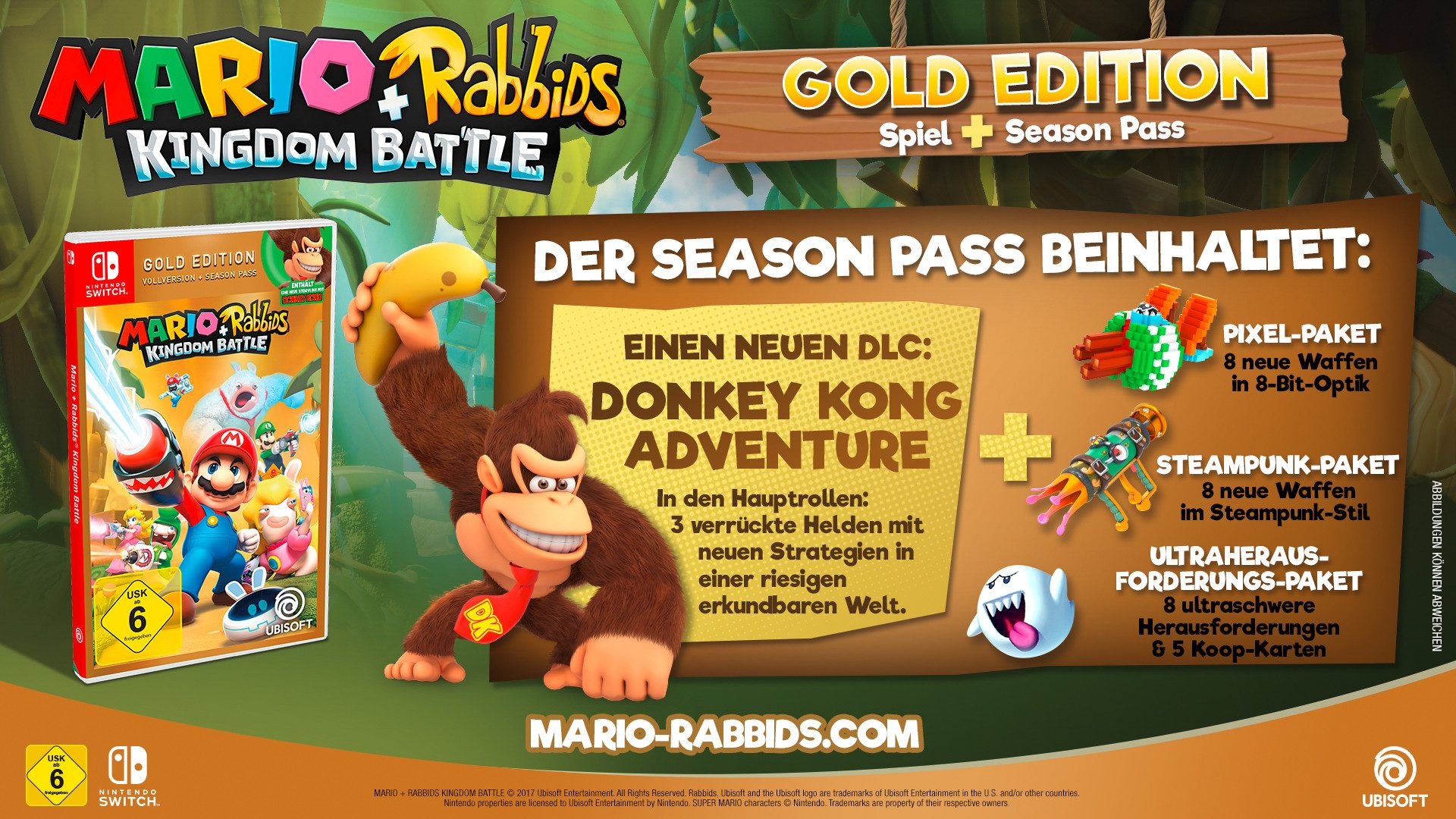 Mario & Rabbids Kingdom Battle Gold Edition Nintendo Switch, Code in a Box
