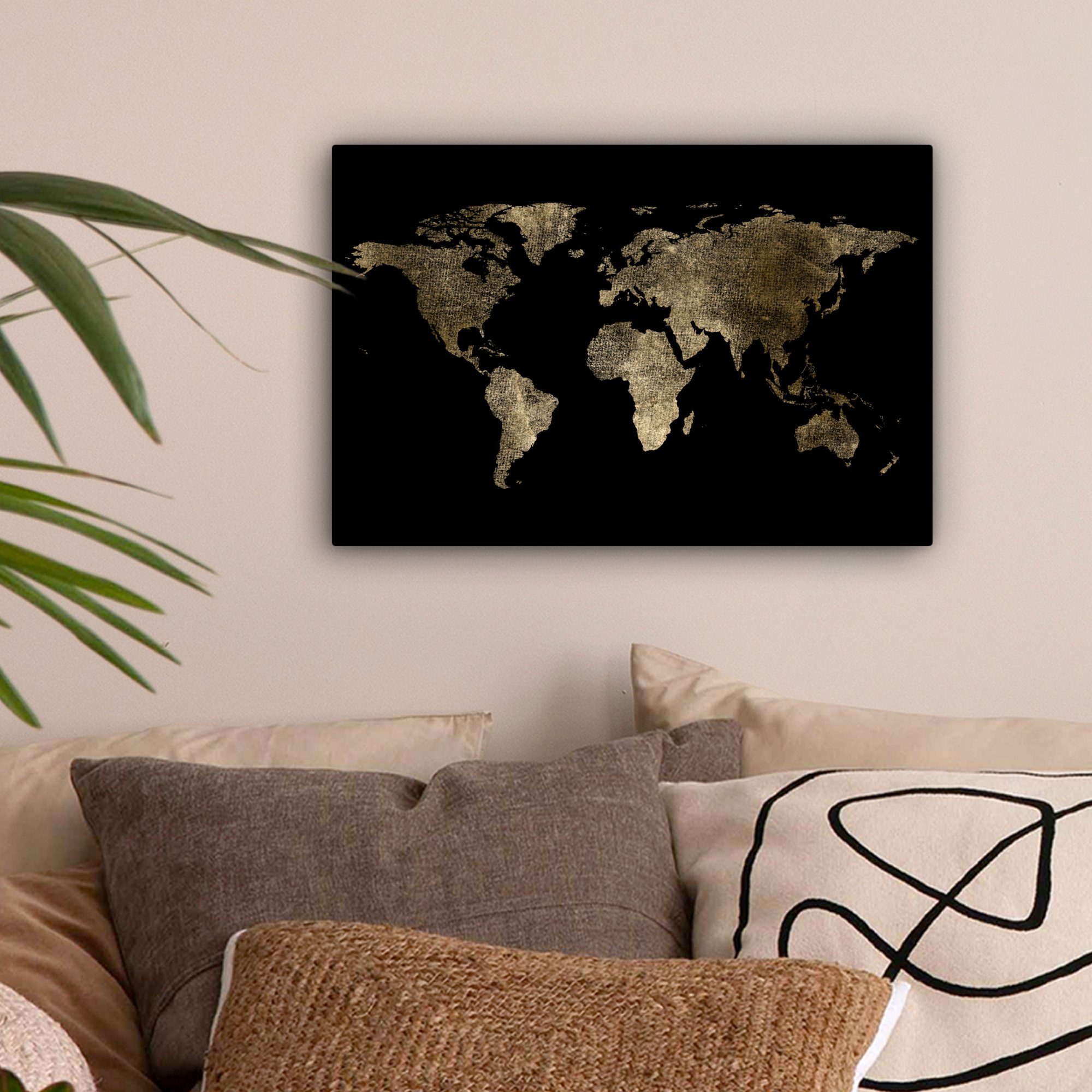 OneMillionCanvasses® Leinwandbild Weltkarte - Gold - günstig online kaufen