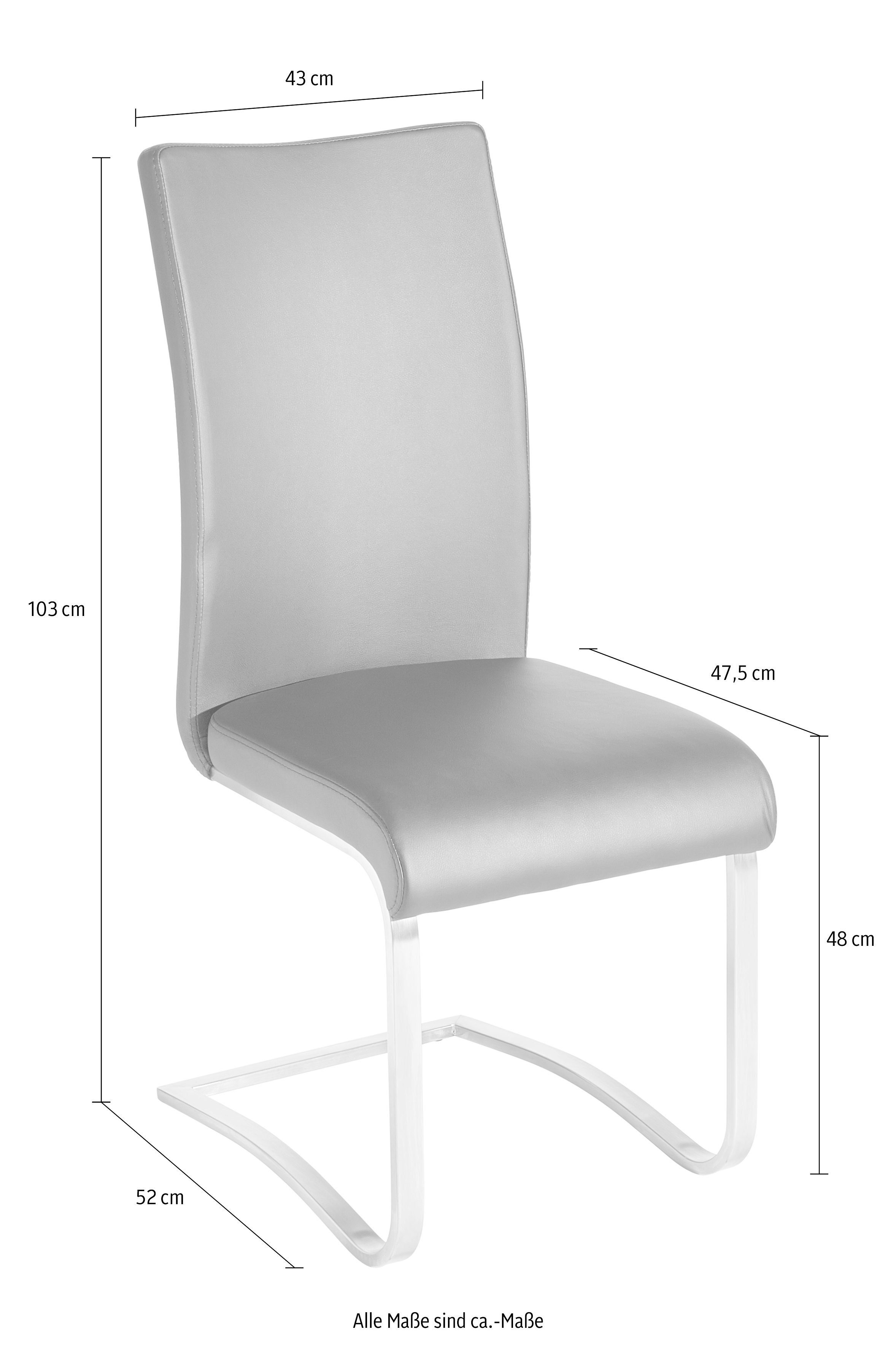 Freischwinger St), bis Kg mit Stuhl 130 Cappuccino furniture Cappuccino belastbar Arco Echtlederbezug, | (Set, MCA 2
