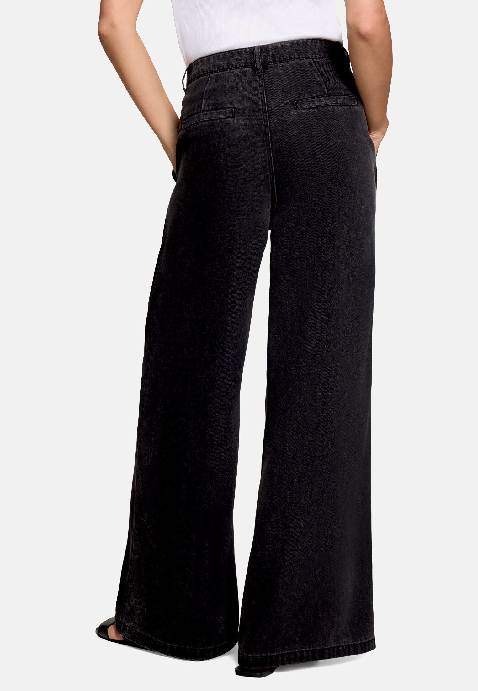 Zero Stoffhose Damen mit weitem Bein Schnallen