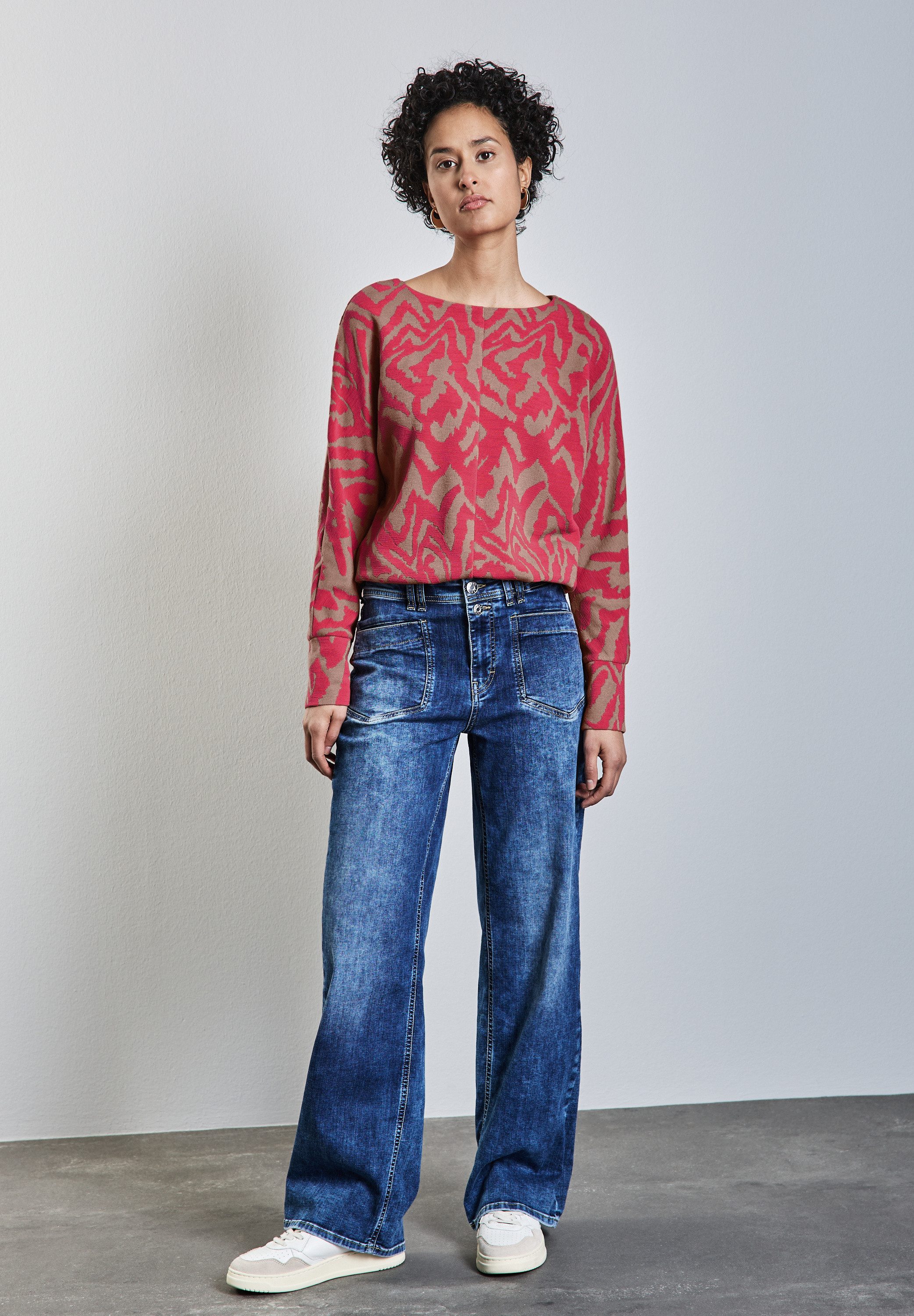 STREET ONE Langarmshirt aus elastischem Materialmix